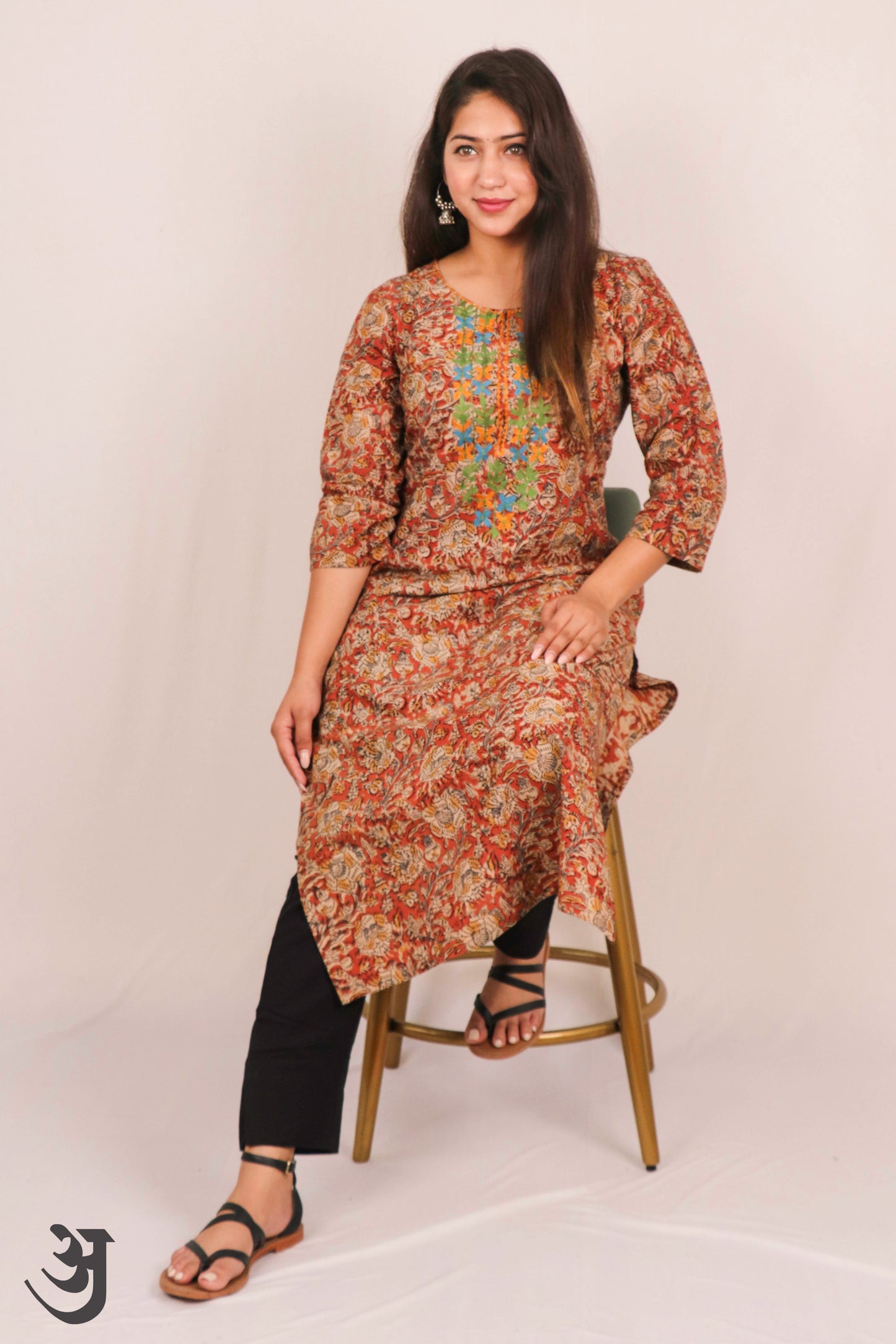 Orange Kalamkari Kurti