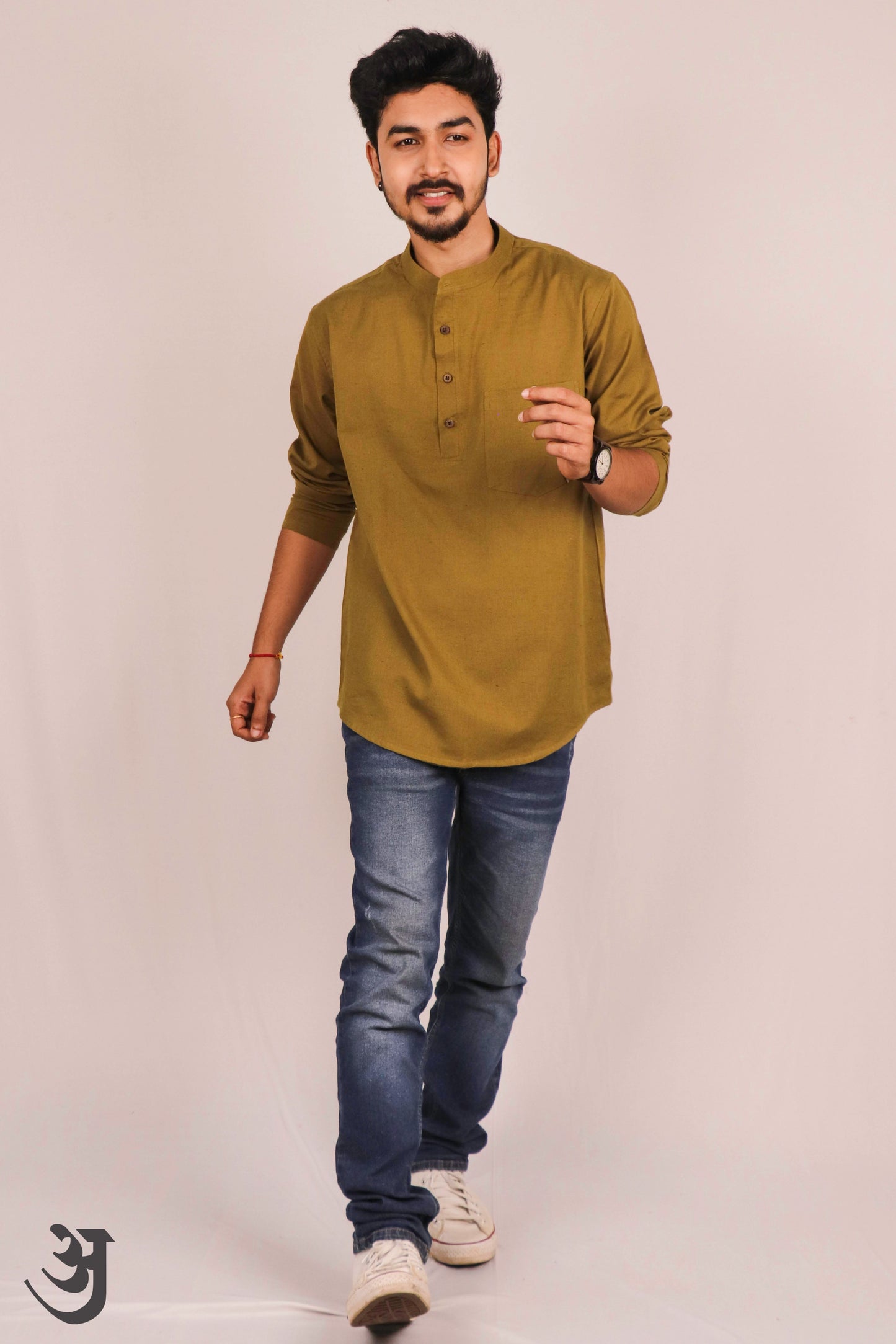 Sap Green Short Kurta