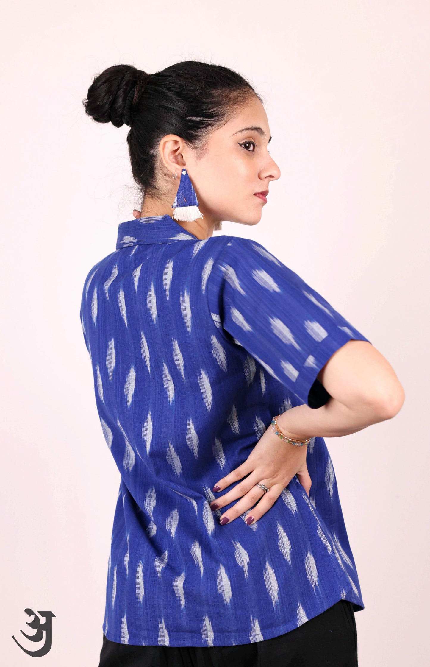 Blue Ikat Shirt Top