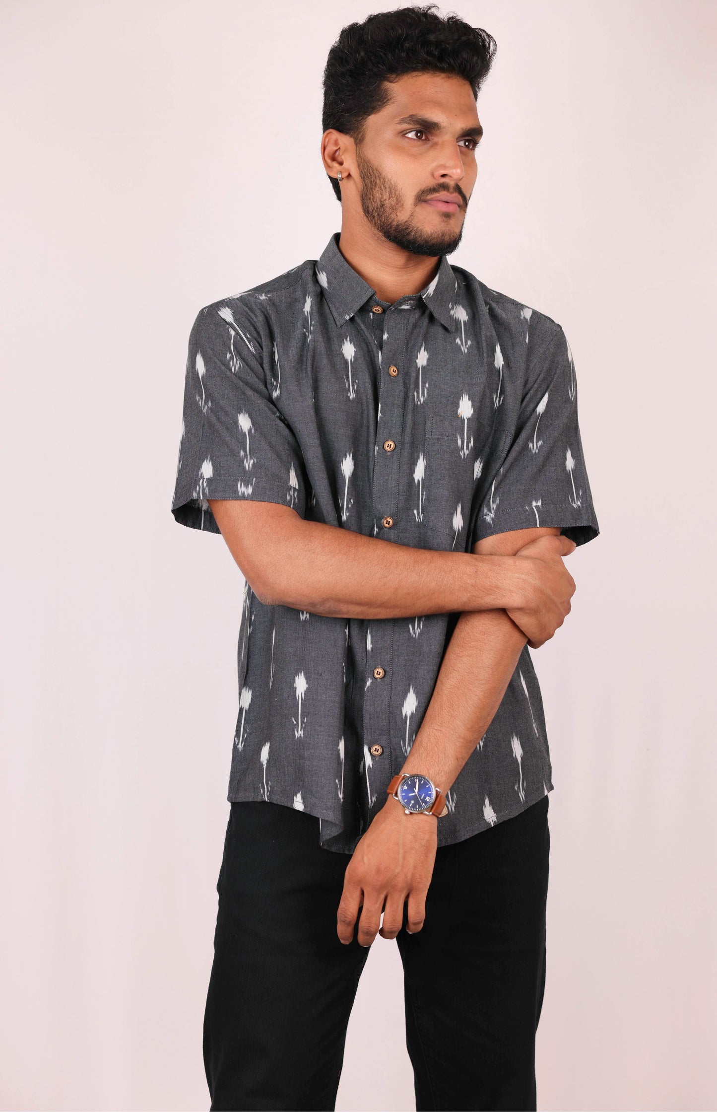 Dark Grey Ikat Shirt