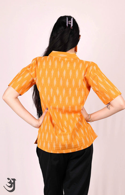 Orange Ikat Shirt Top