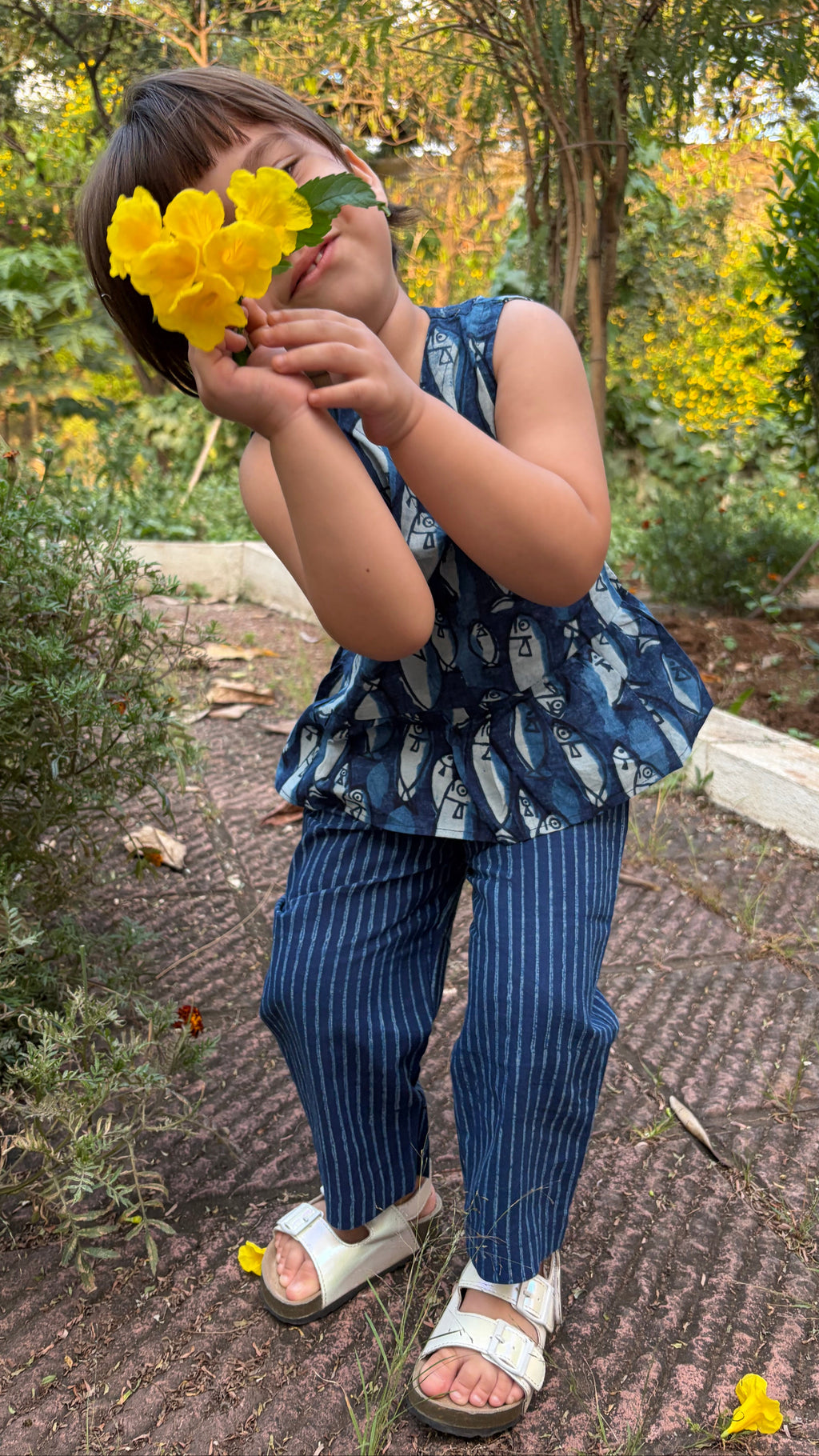 Girls Indigo top and pant set
