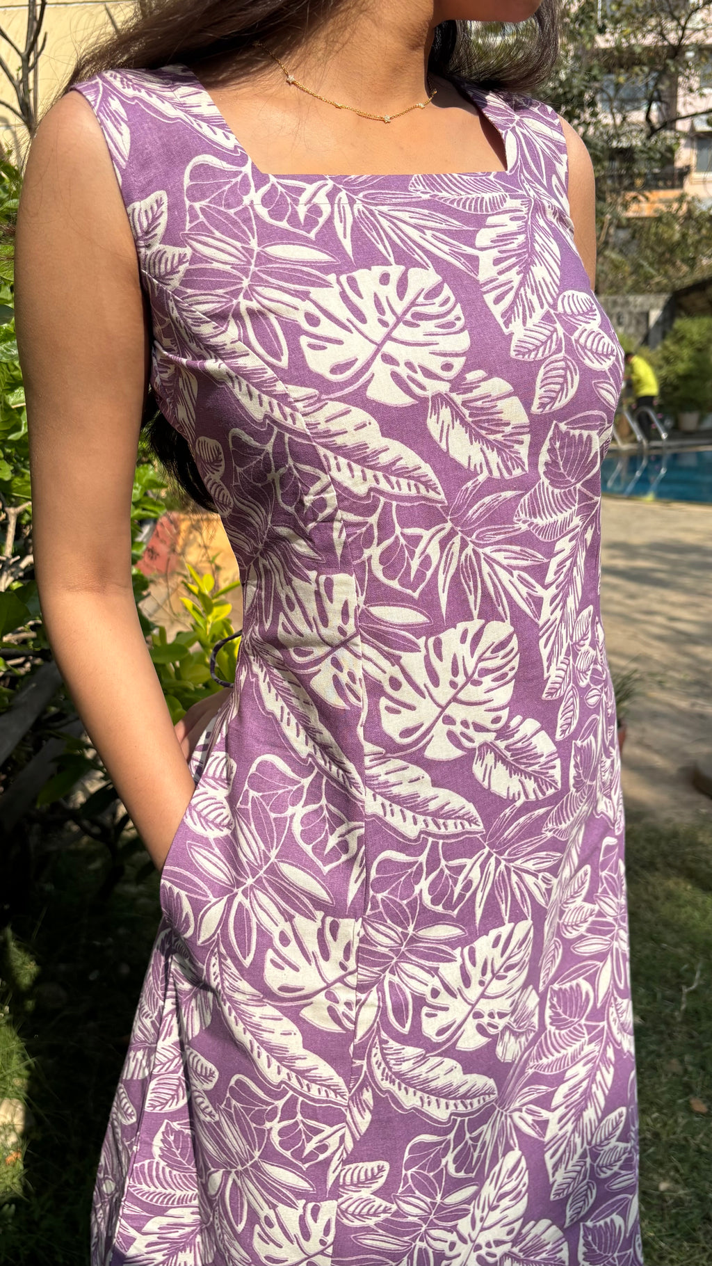 Purple Tropical Leaf Print