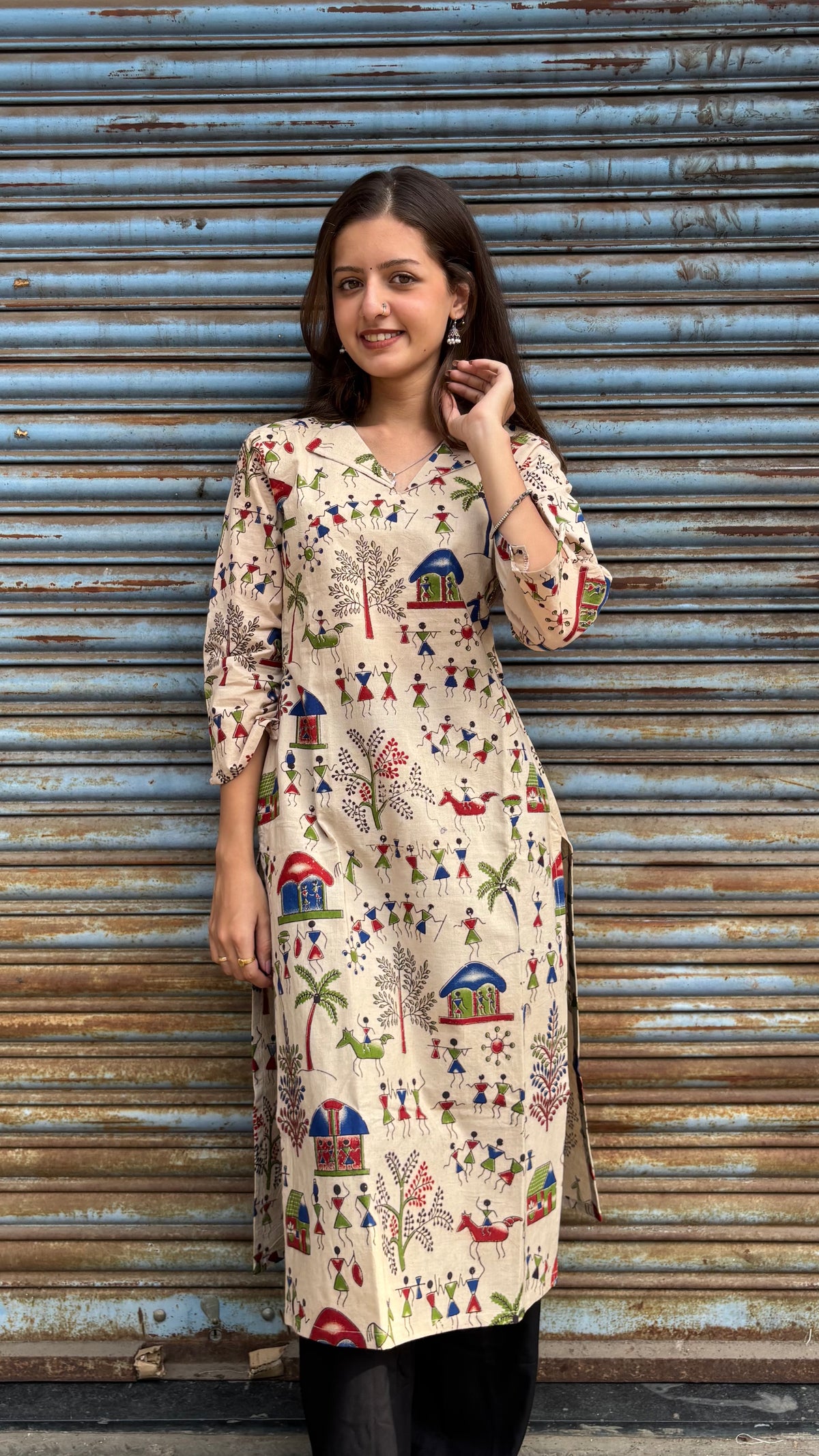 Cream Kalamkari Kurti