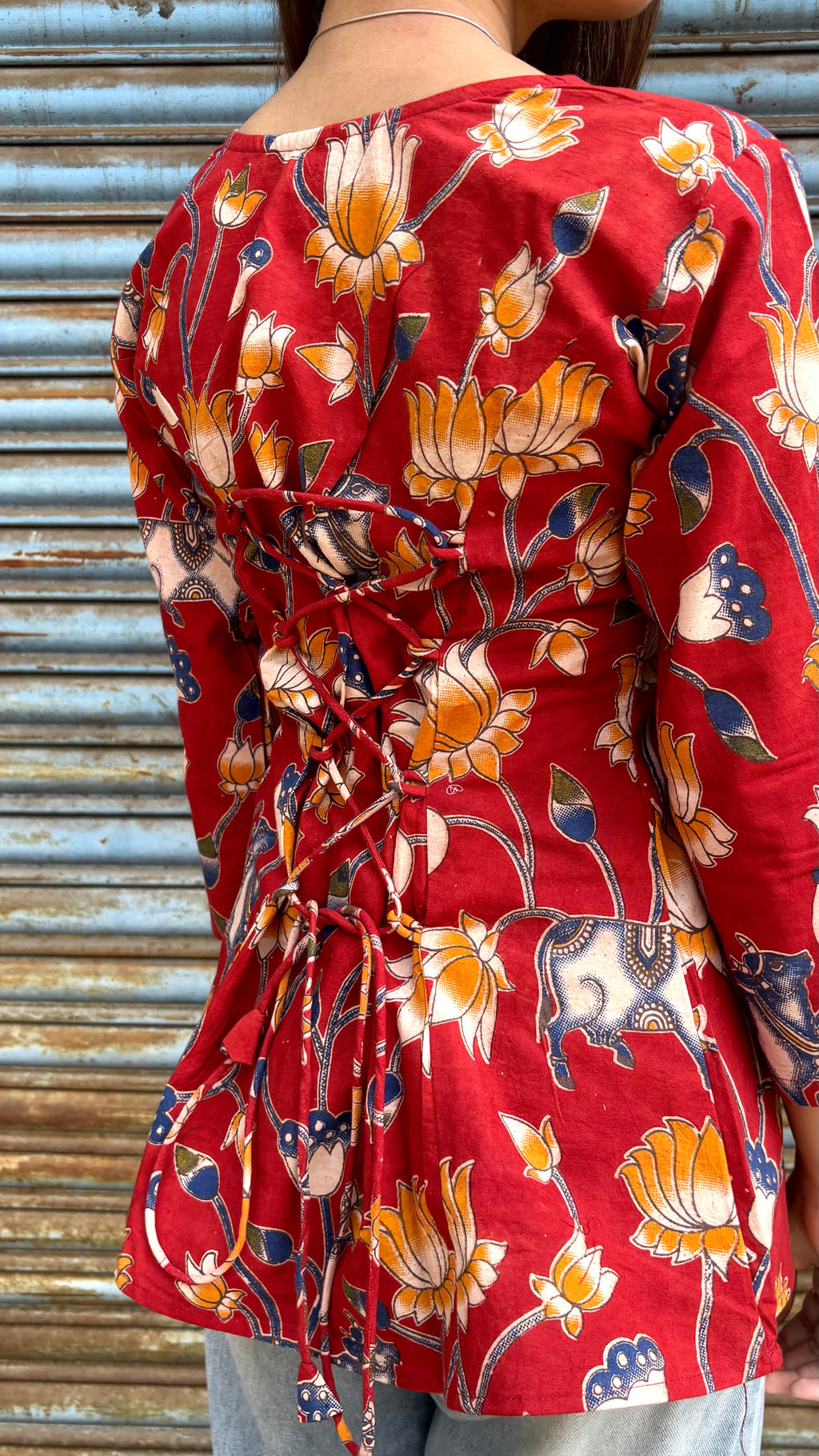 Kalamkari red short top