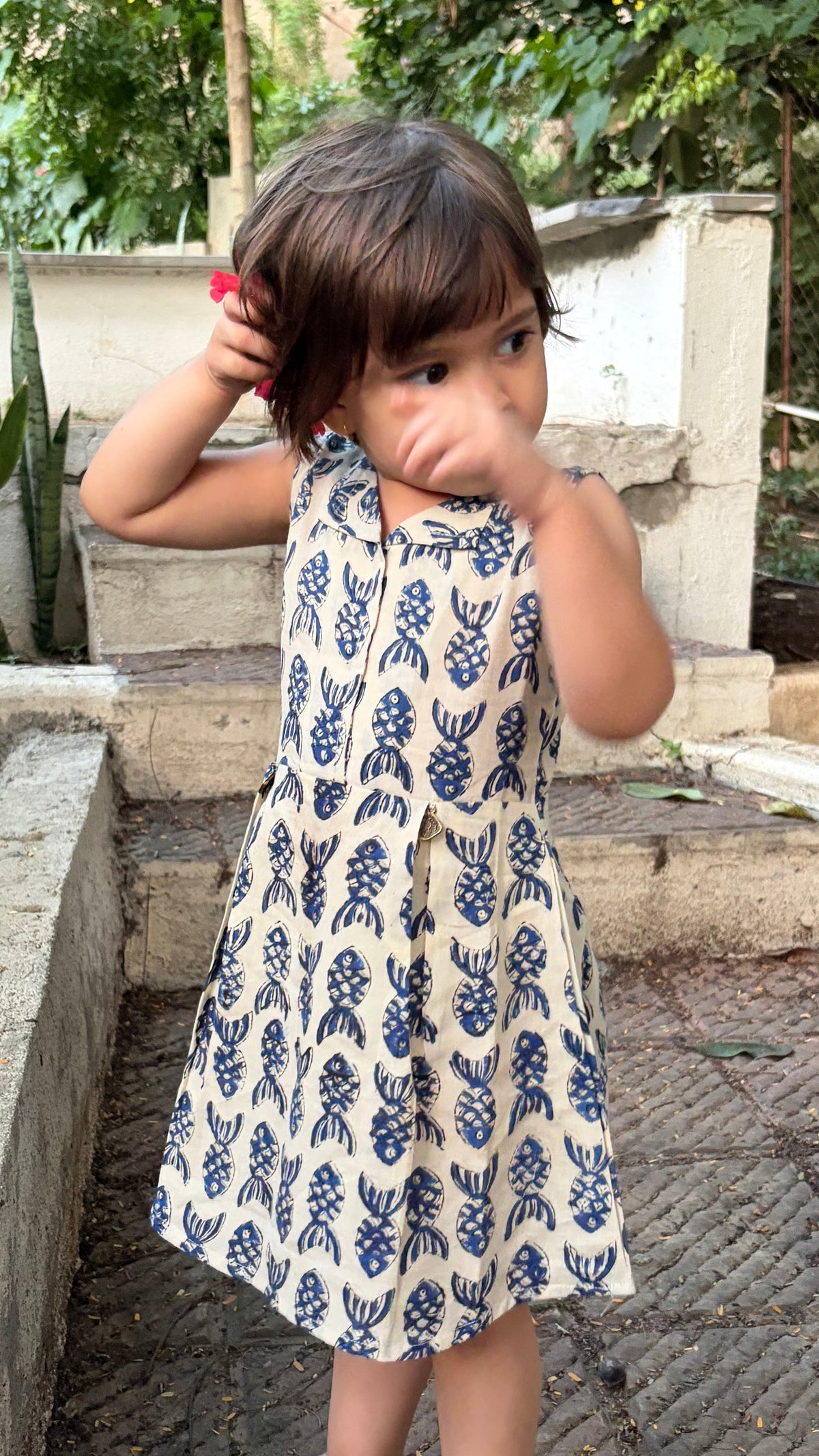 Girls fish print one piece
