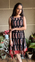 Black Paisley Dress (Dabu Block Print)