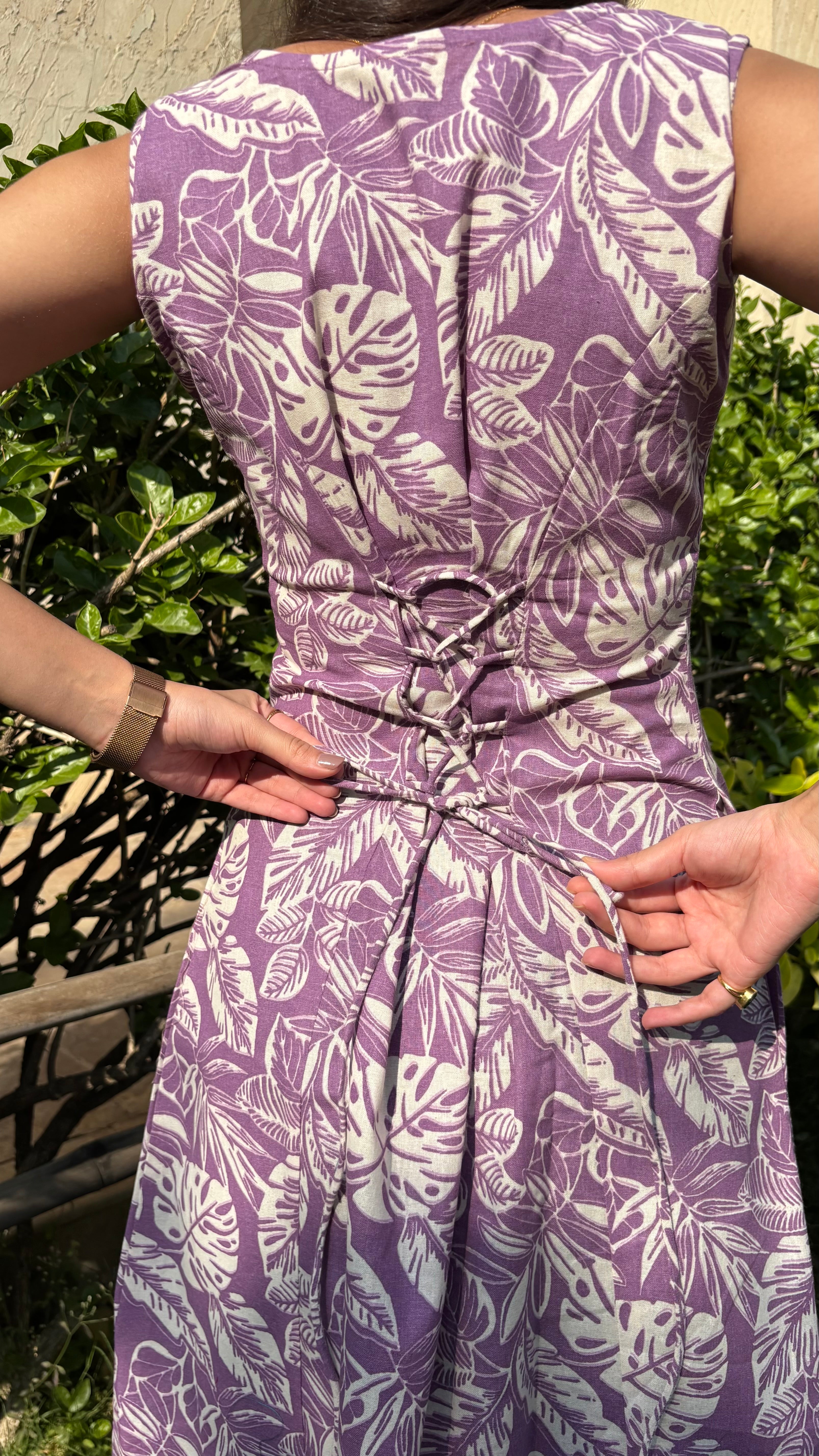 Purple Tropical Leaf Print