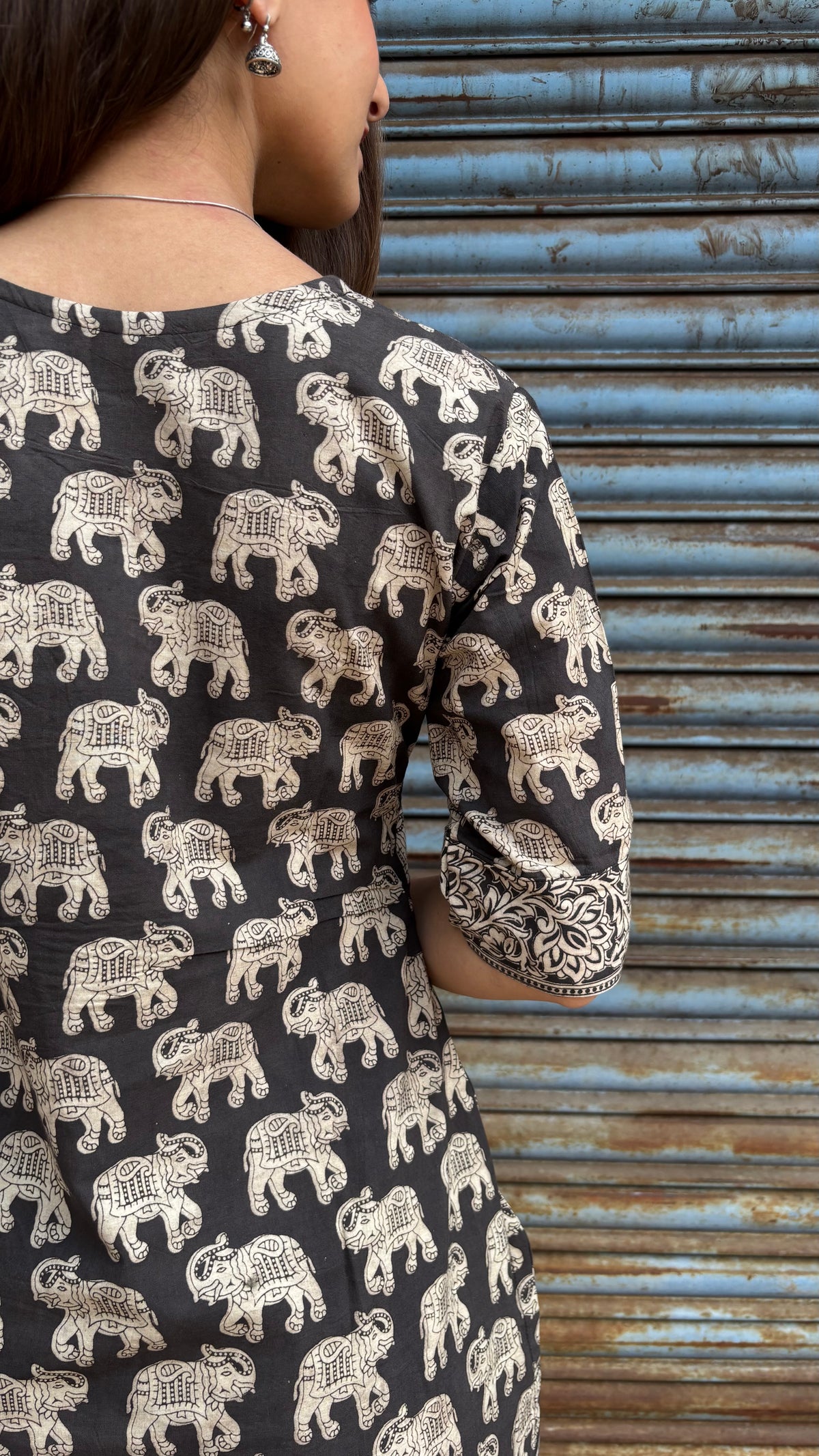 Kalamkari black short top