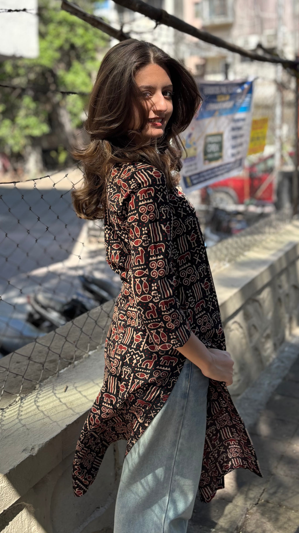 Combo of 2 Long Kurti  3/4 sleeves(With sling bag)