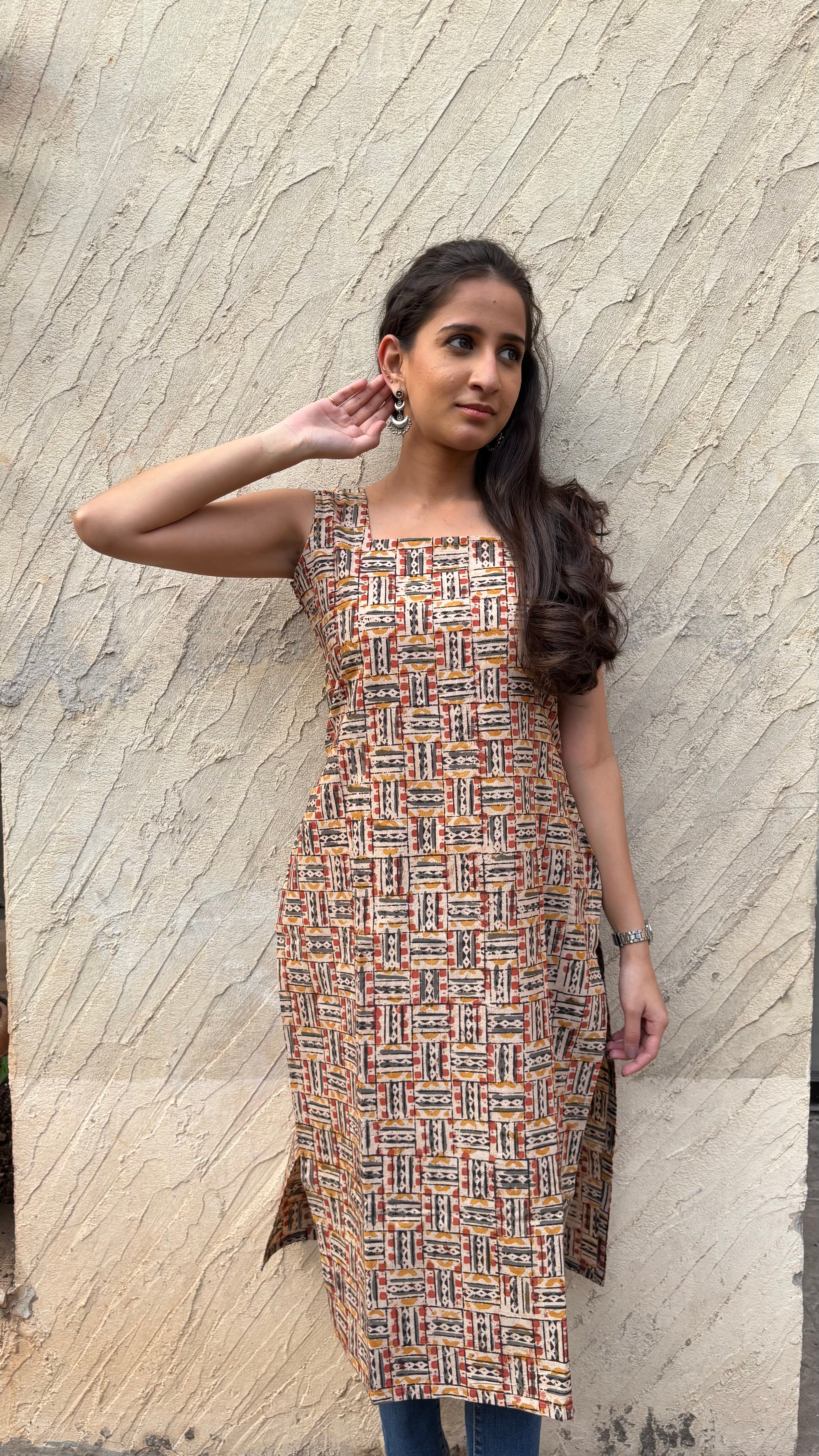COMBO OF 3 KALAMKARI LONG KURTI (with Sling bag)