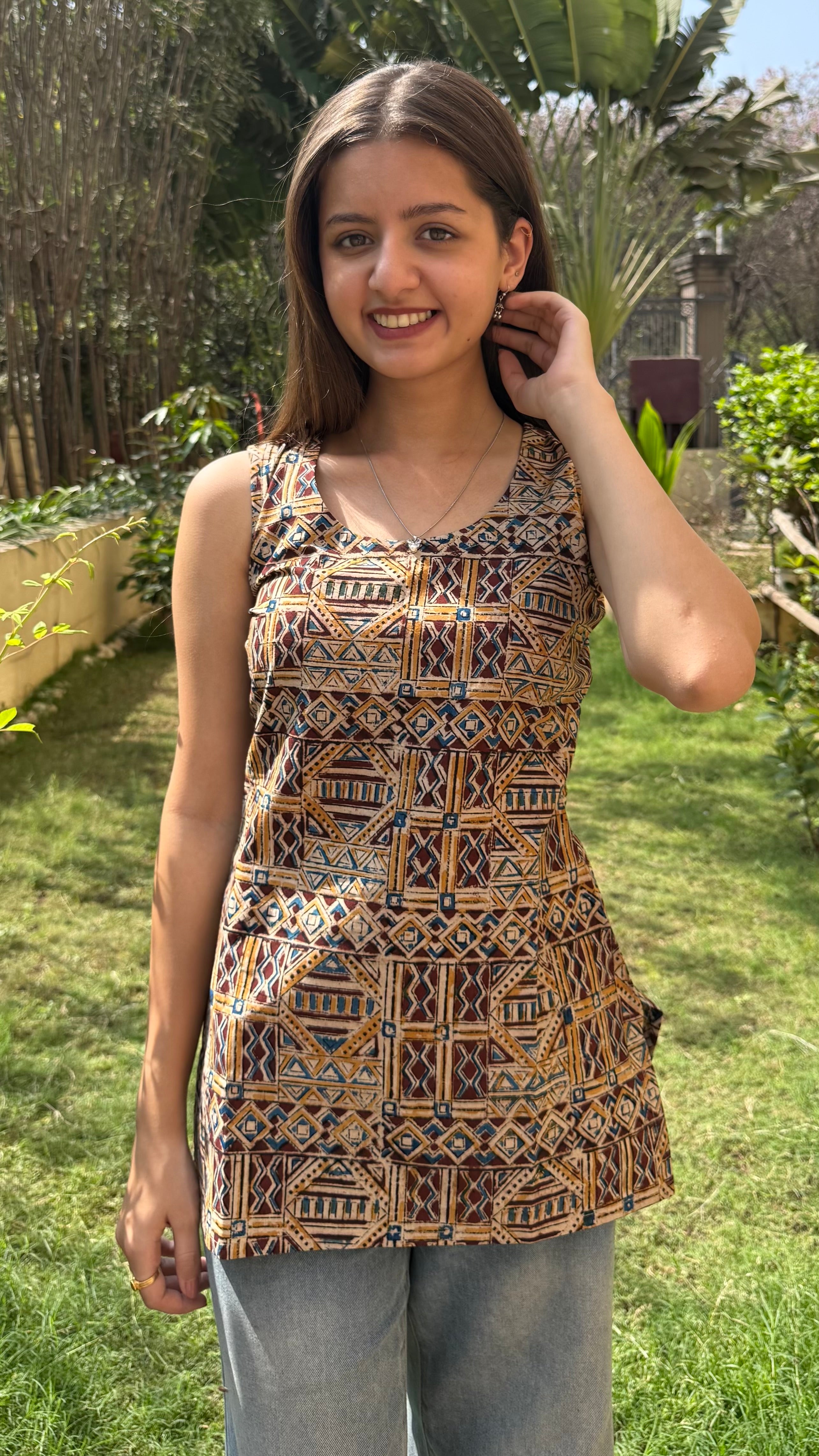 COMBO OF 3 KALAMKARI SHORT TOPS (With Sling Bag)