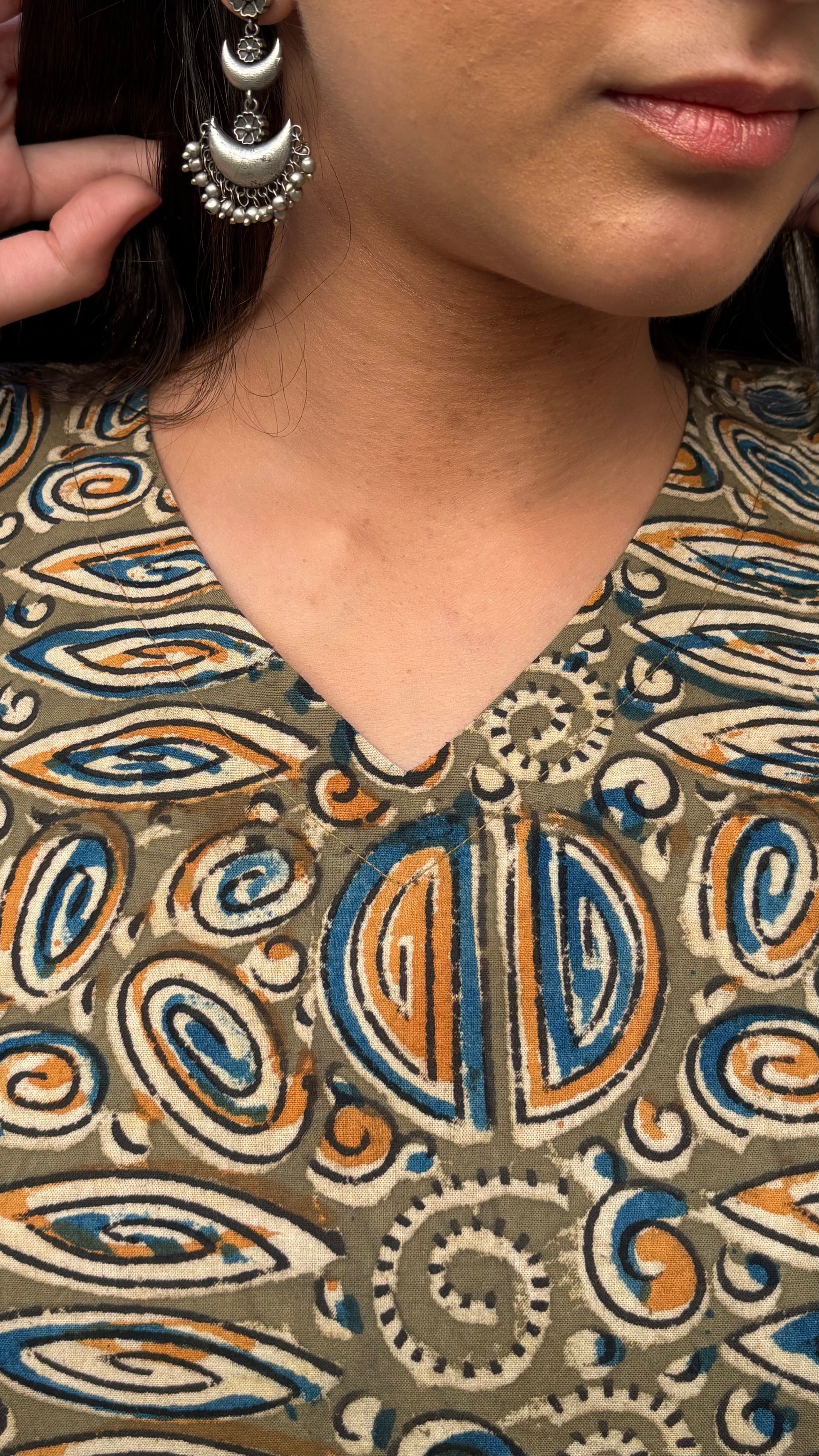 COMBO OF 3 KALAMKARI LONG KURTI (with Sling bag)