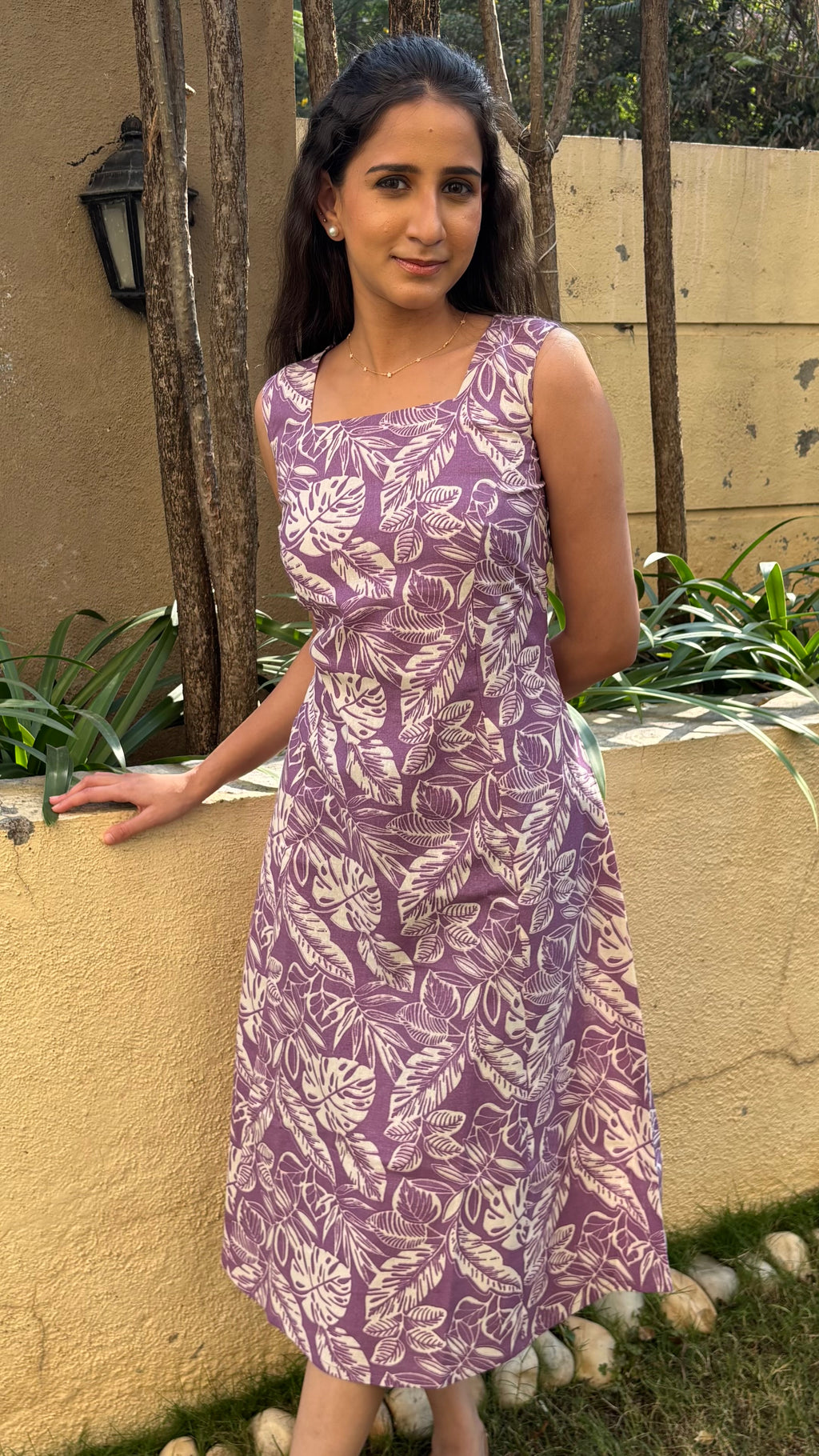 Purple Tropical Leaf Print