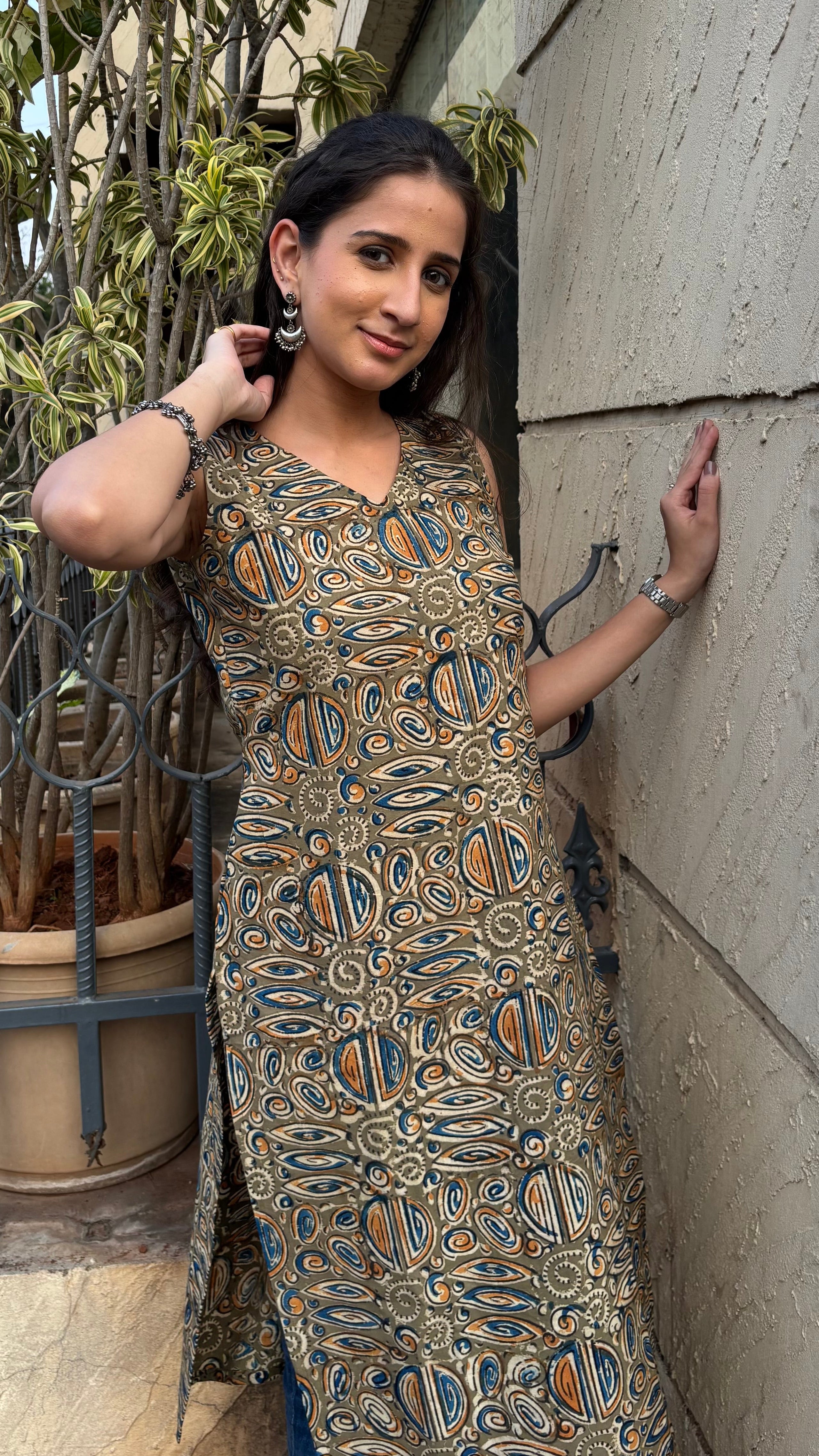 COMBO OF 3 KALAMKARI LONG KURTI (with Sling bag)