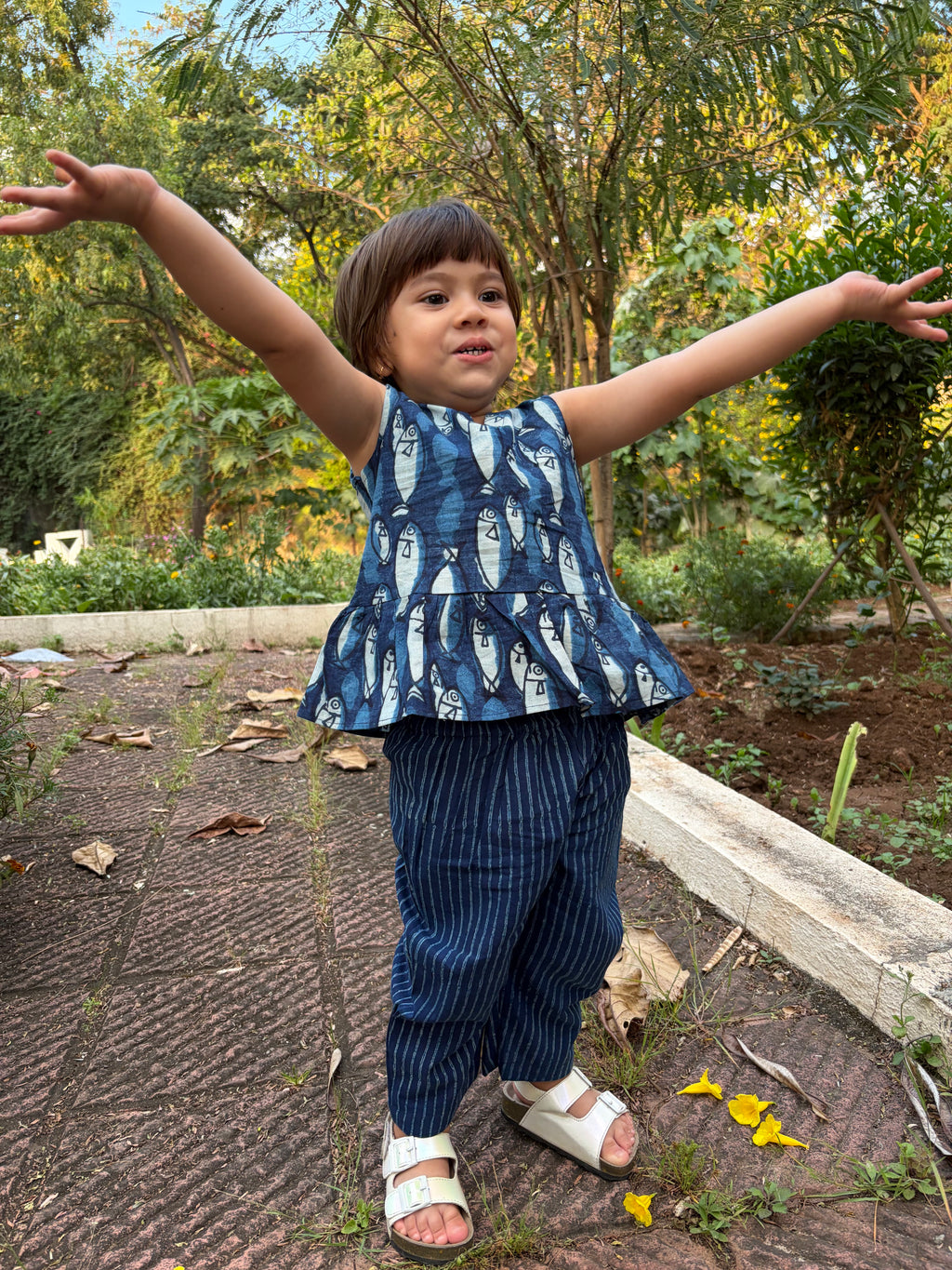 Girls Indigo top and pant set