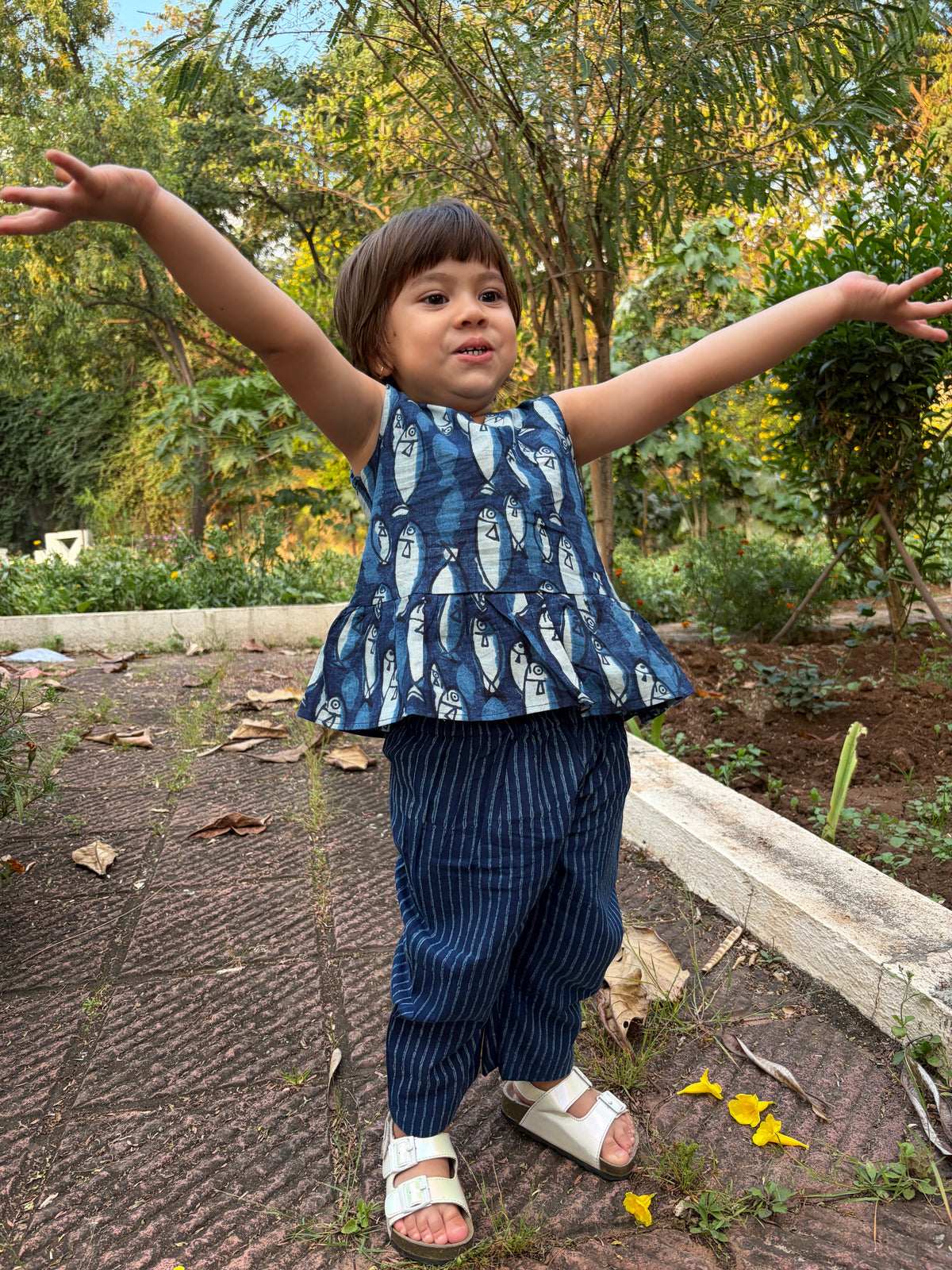 Girls Indigo top and pant set