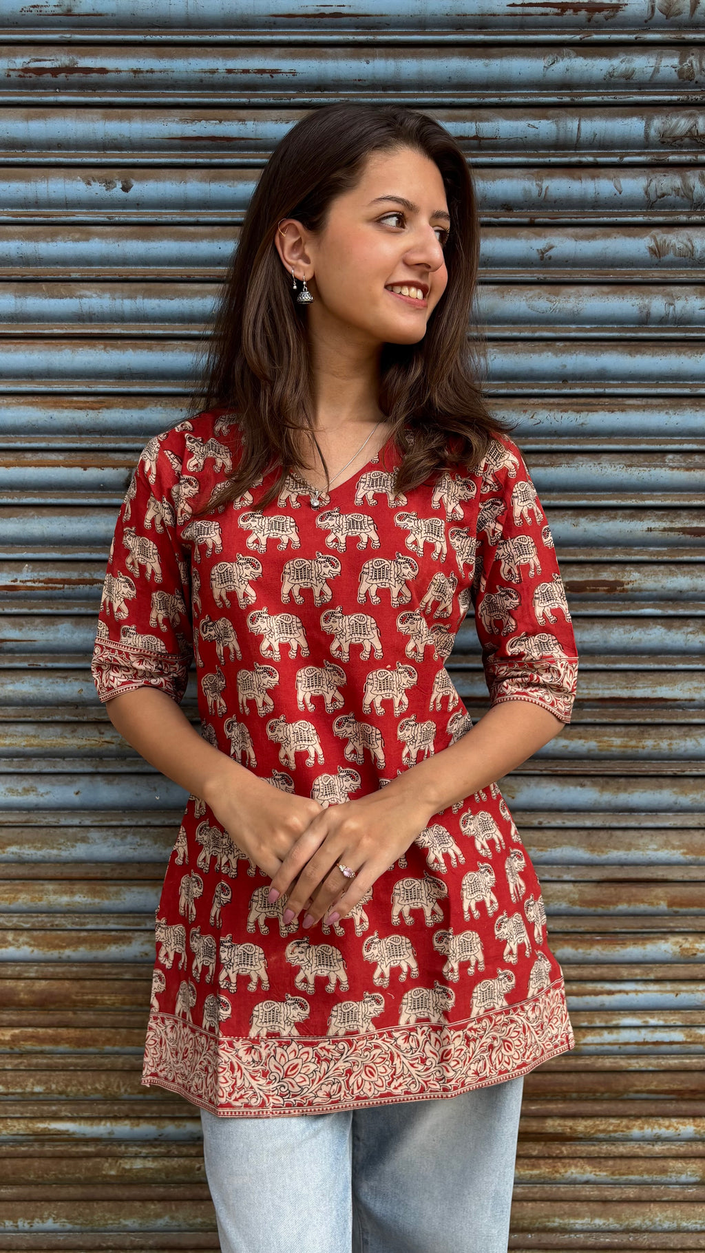 Kalamkari red short top