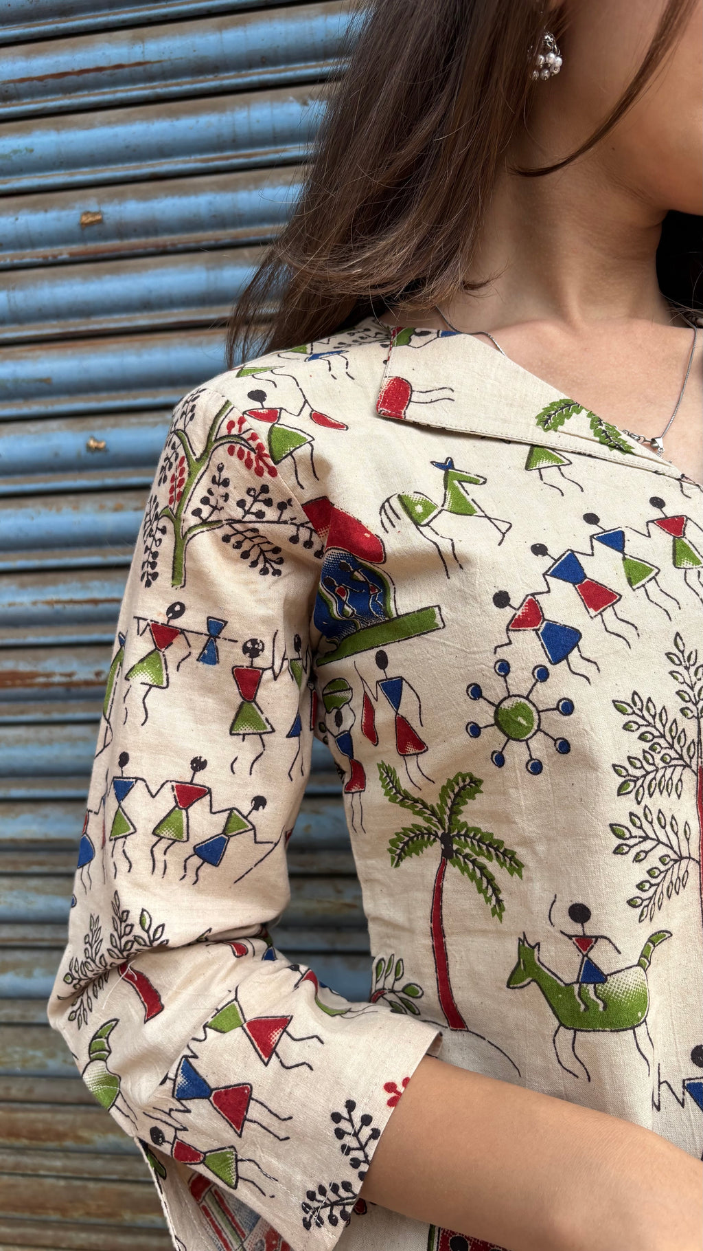 Cream Kalamkari Kurti