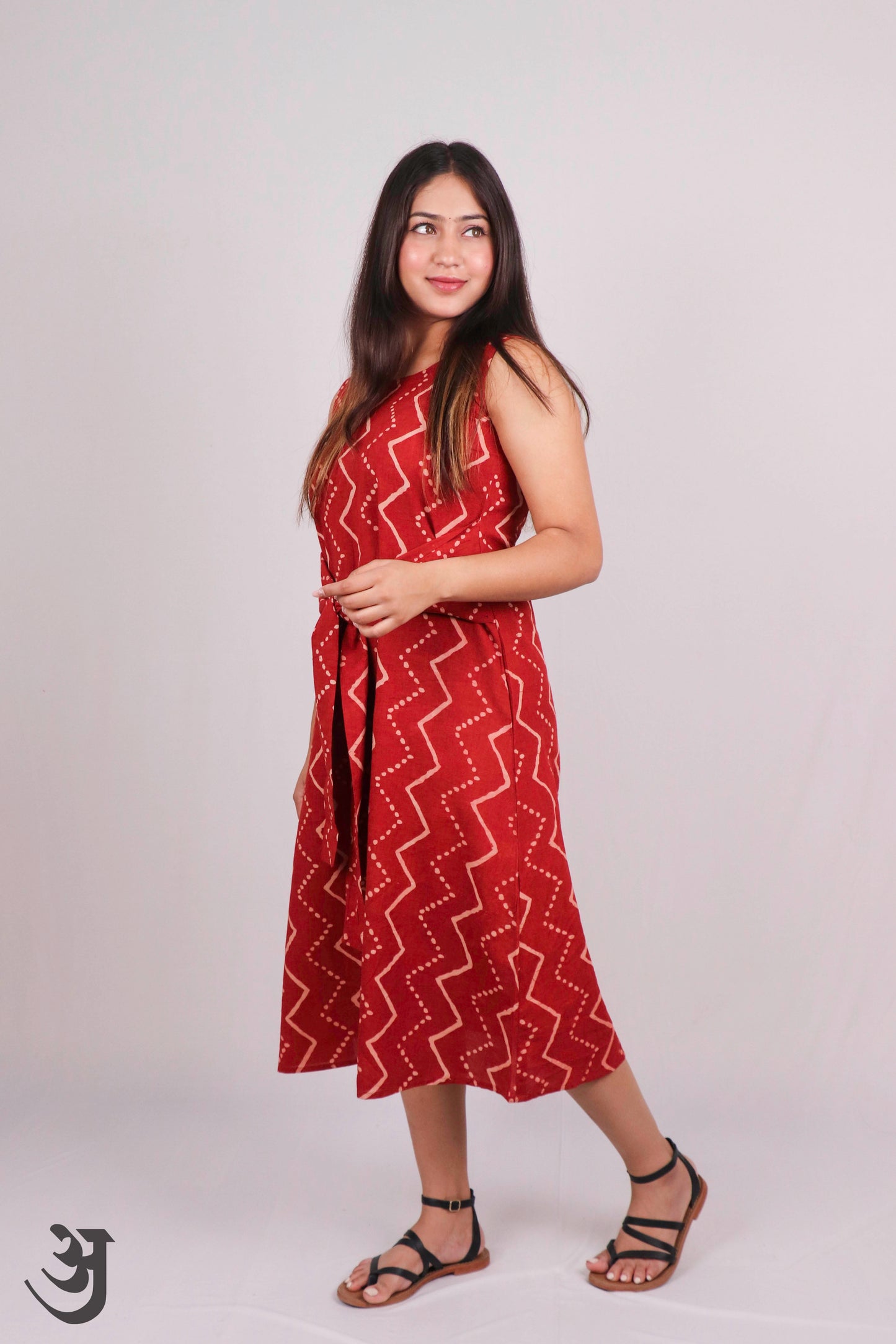 Red Bagru Printed One Piece