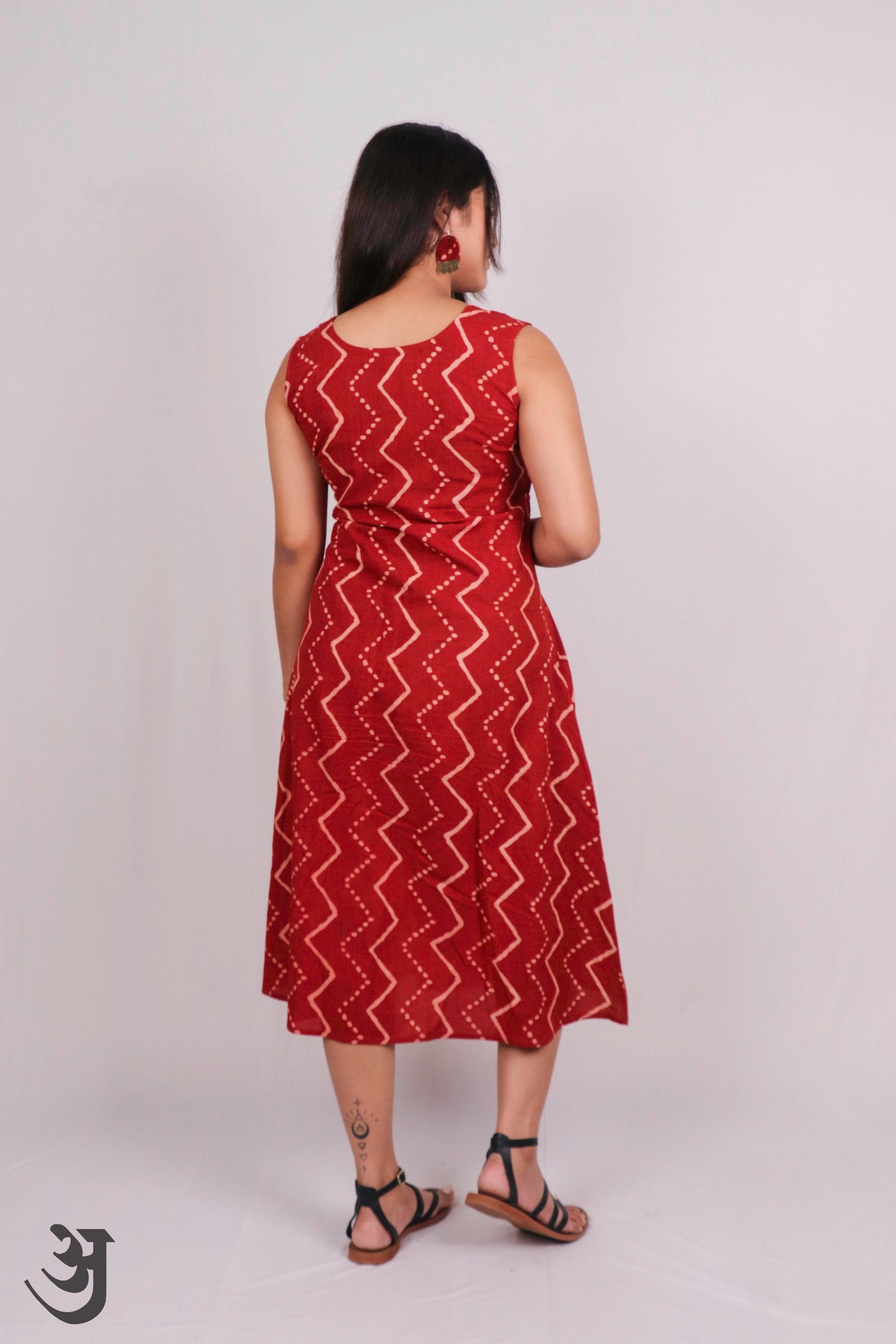 Red Bagru Printed One Piece