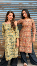 Combo of 2 Long Kurti with 3/4 Sleeves(with sling bag)