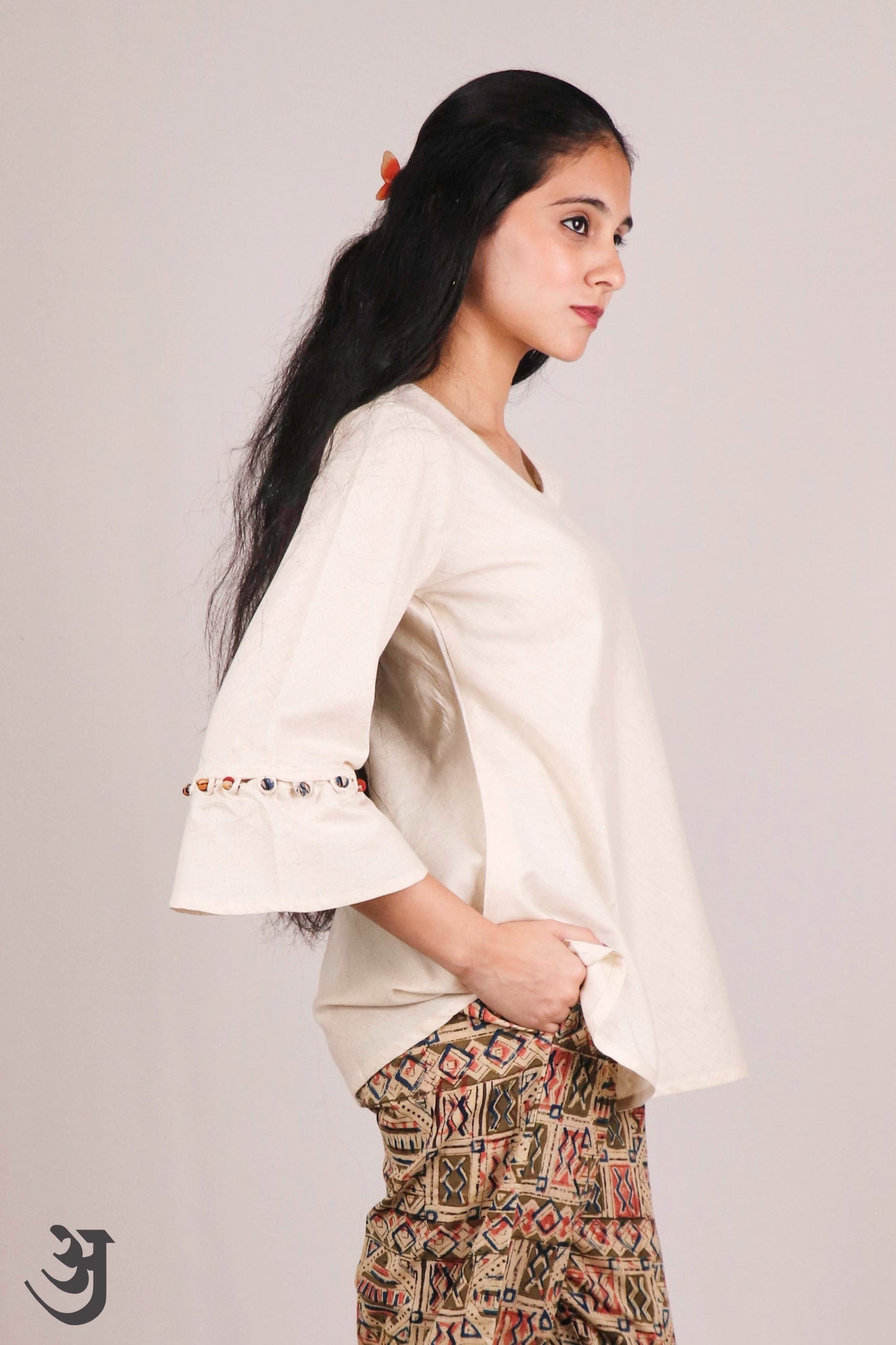 Cream Cotton Flex Short Top