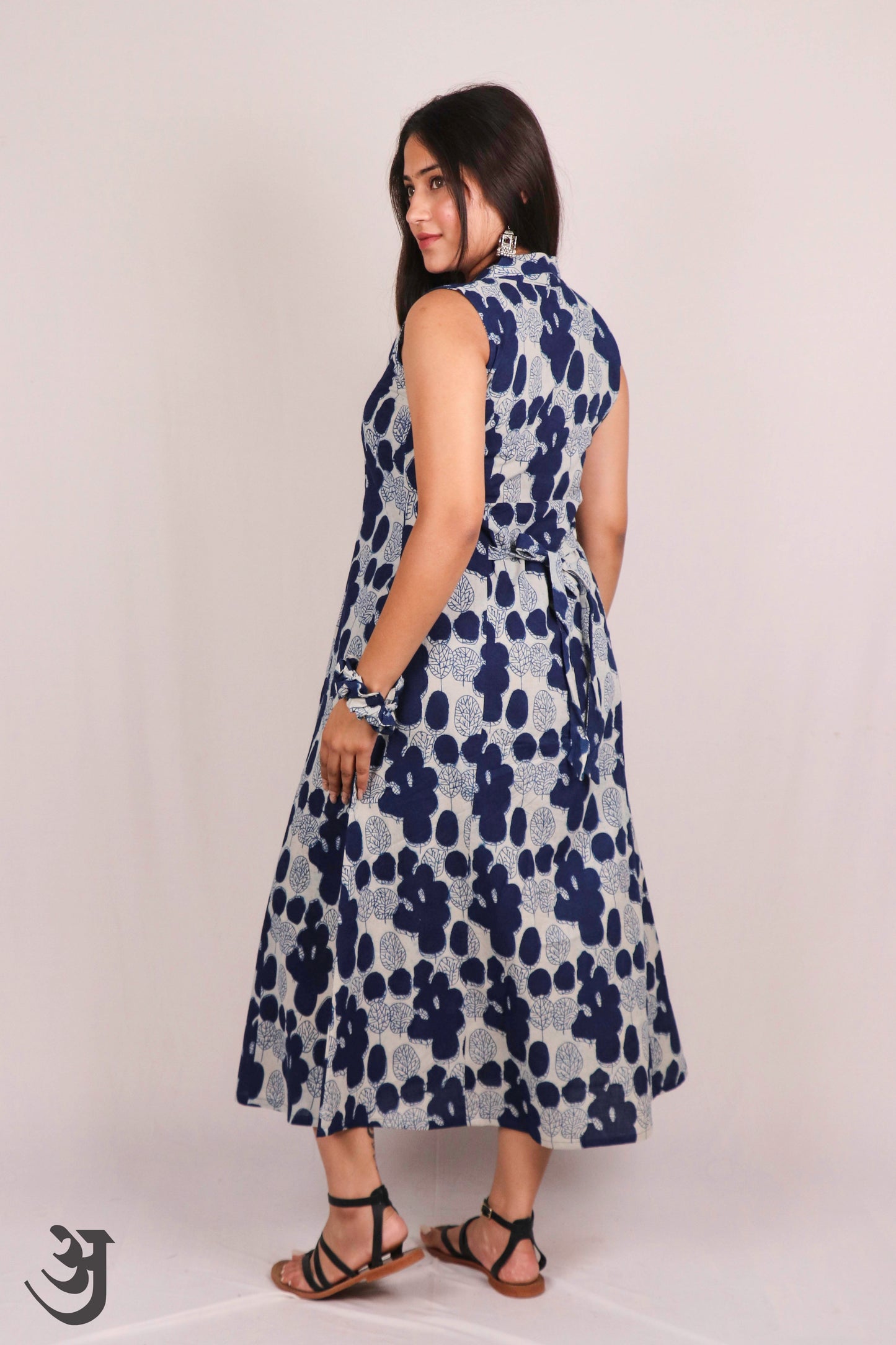 Indigo Block print Aline/ One piece