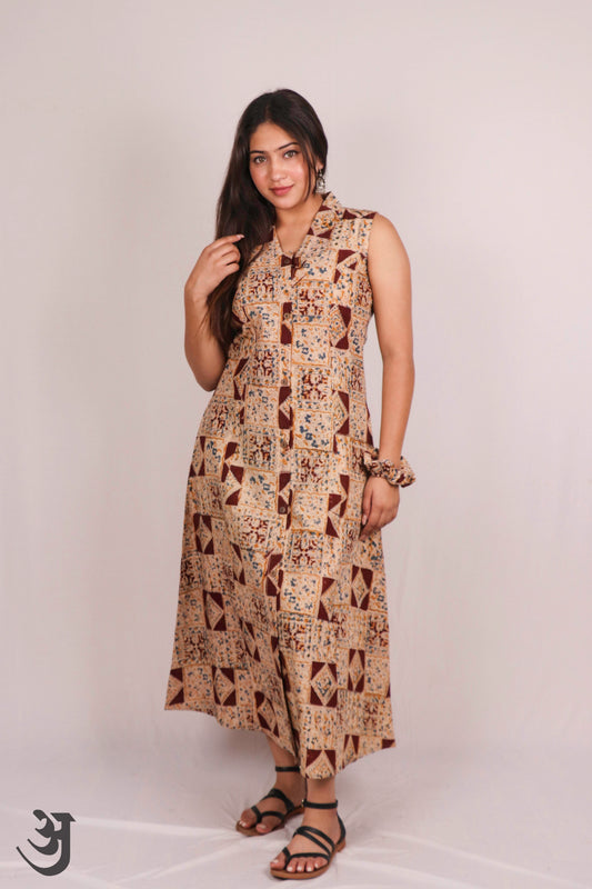 Brown Kalamkari Aline/One piece