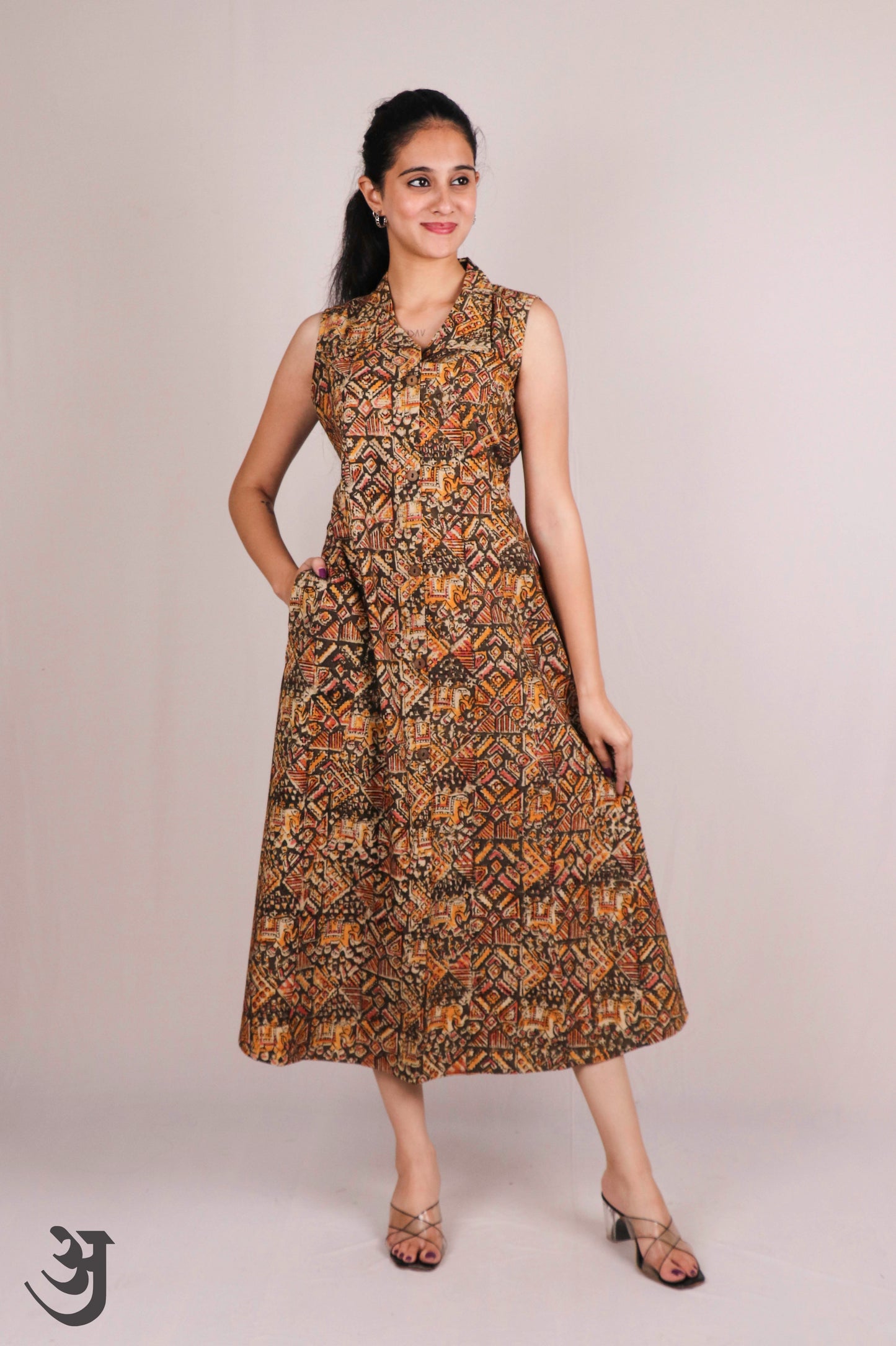 Green Kalamkari Aline/ One piece