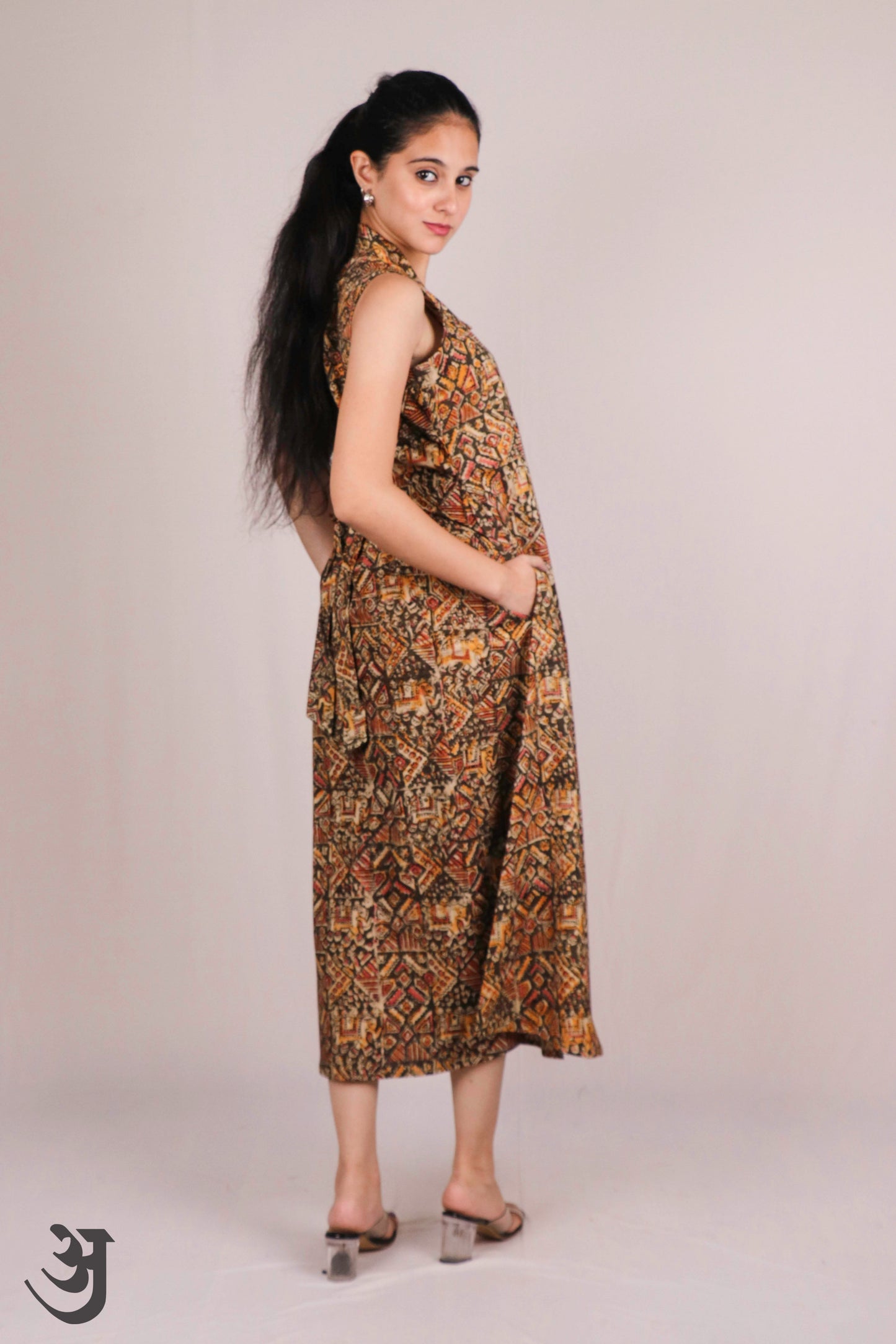 Green Kalamkari Aline/ One piece