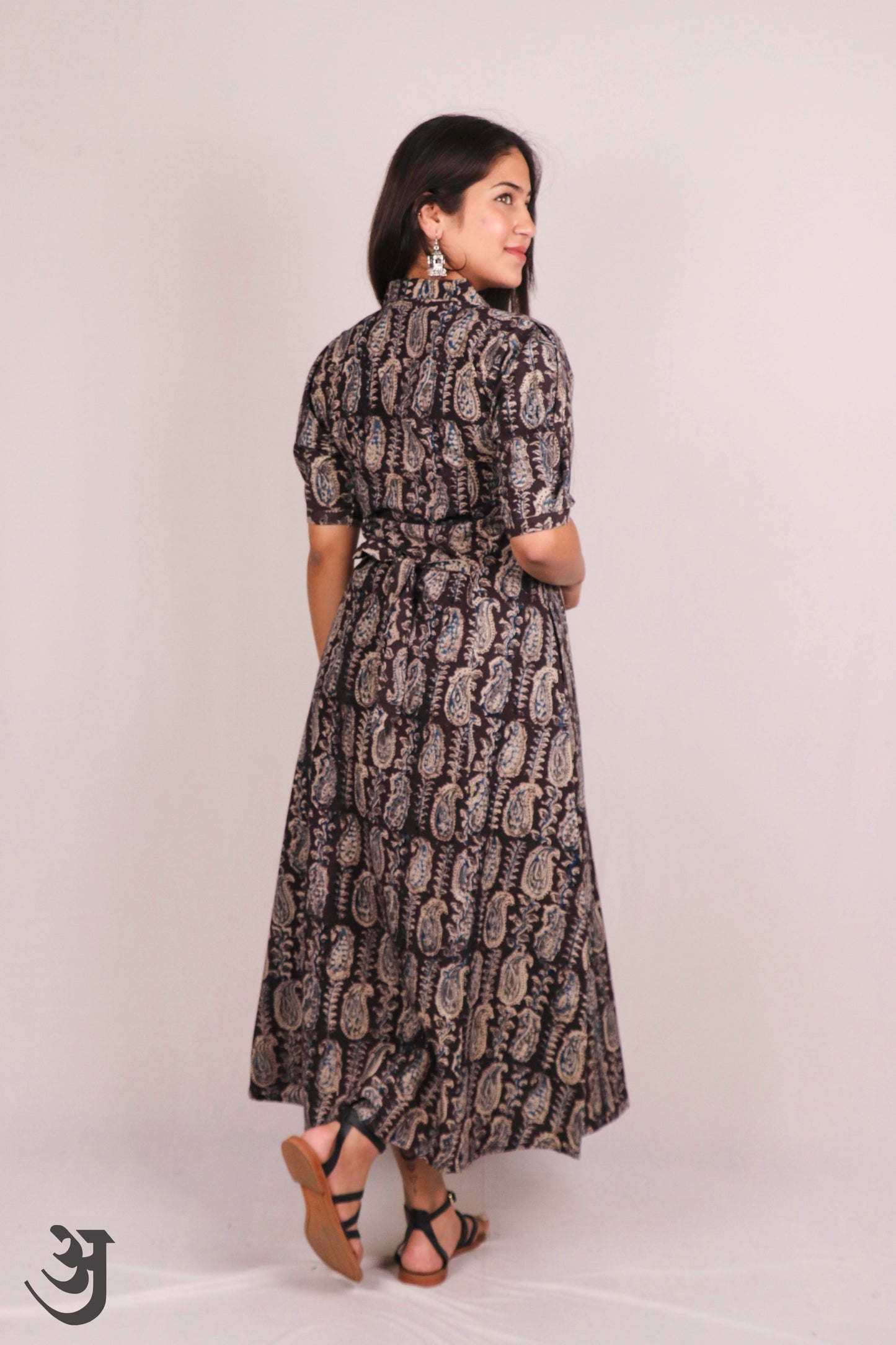 Black kalamkari Aline/One piece