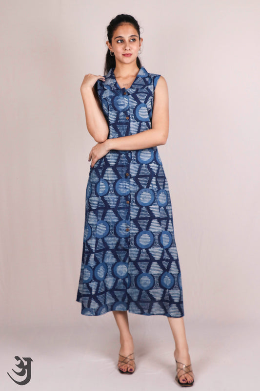 Indigo Block print Aline/ One piece