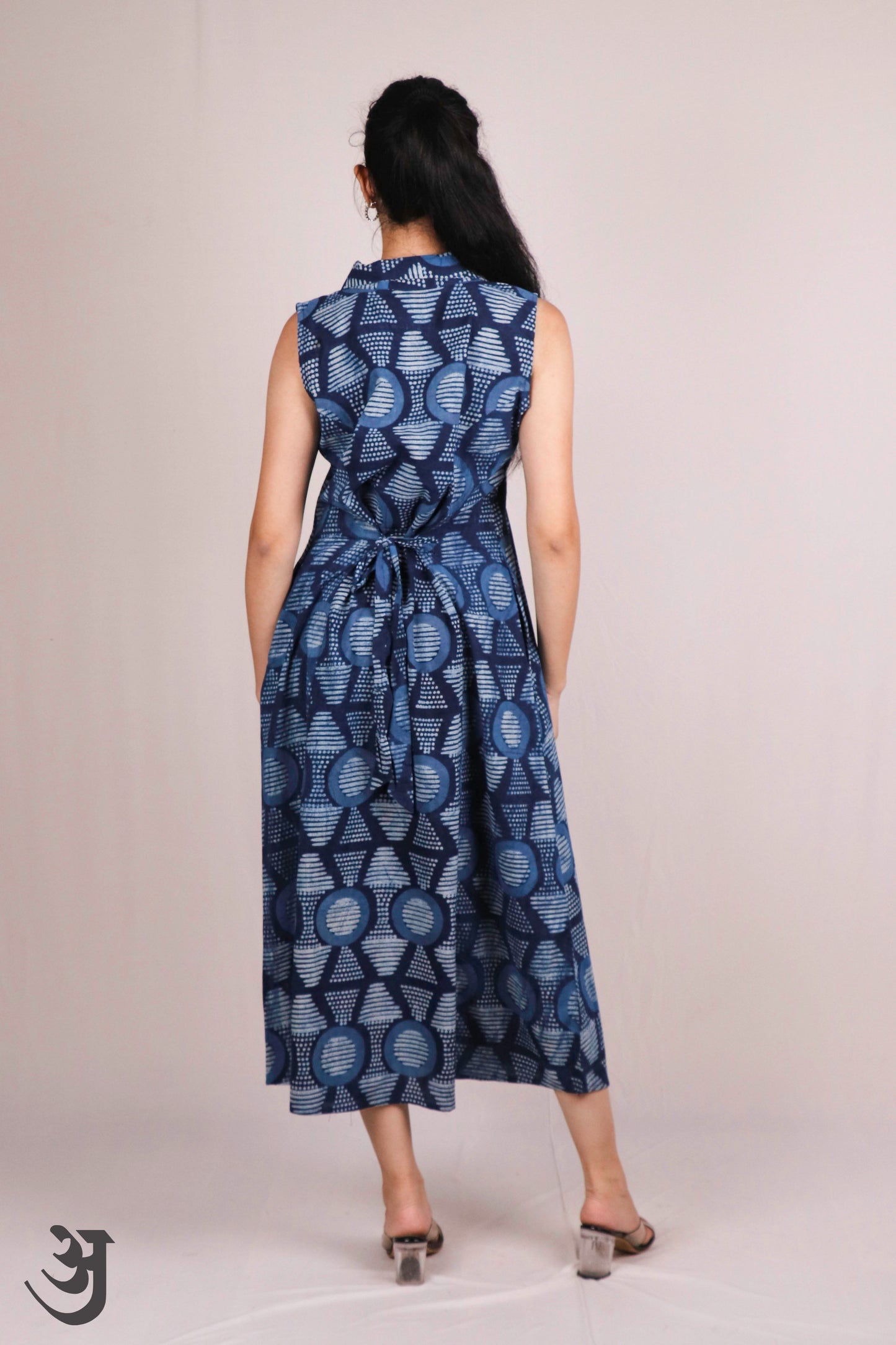 Indigo Block print Aline/ One piece