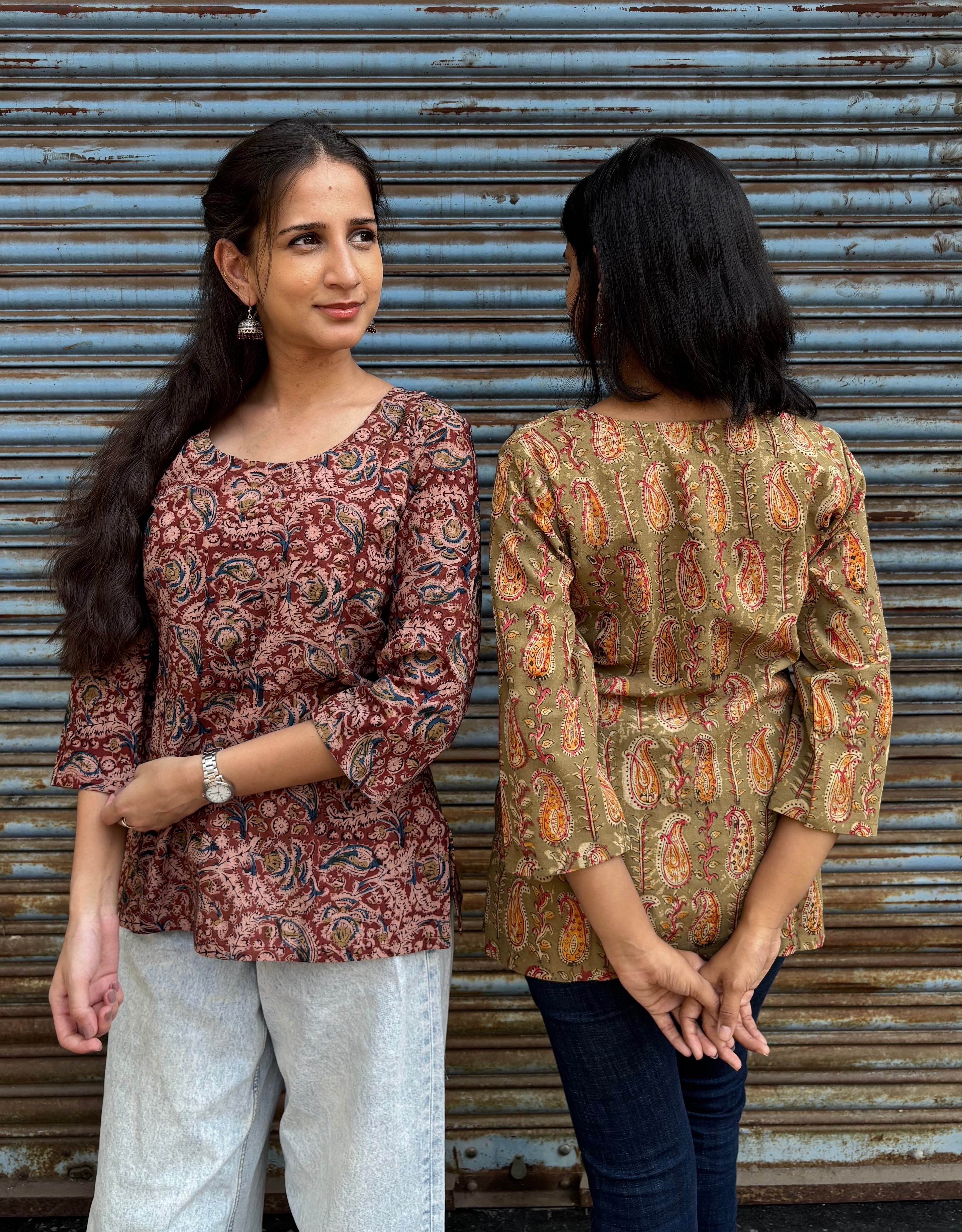Combo of 2 kalamkari short tops (sling bag)