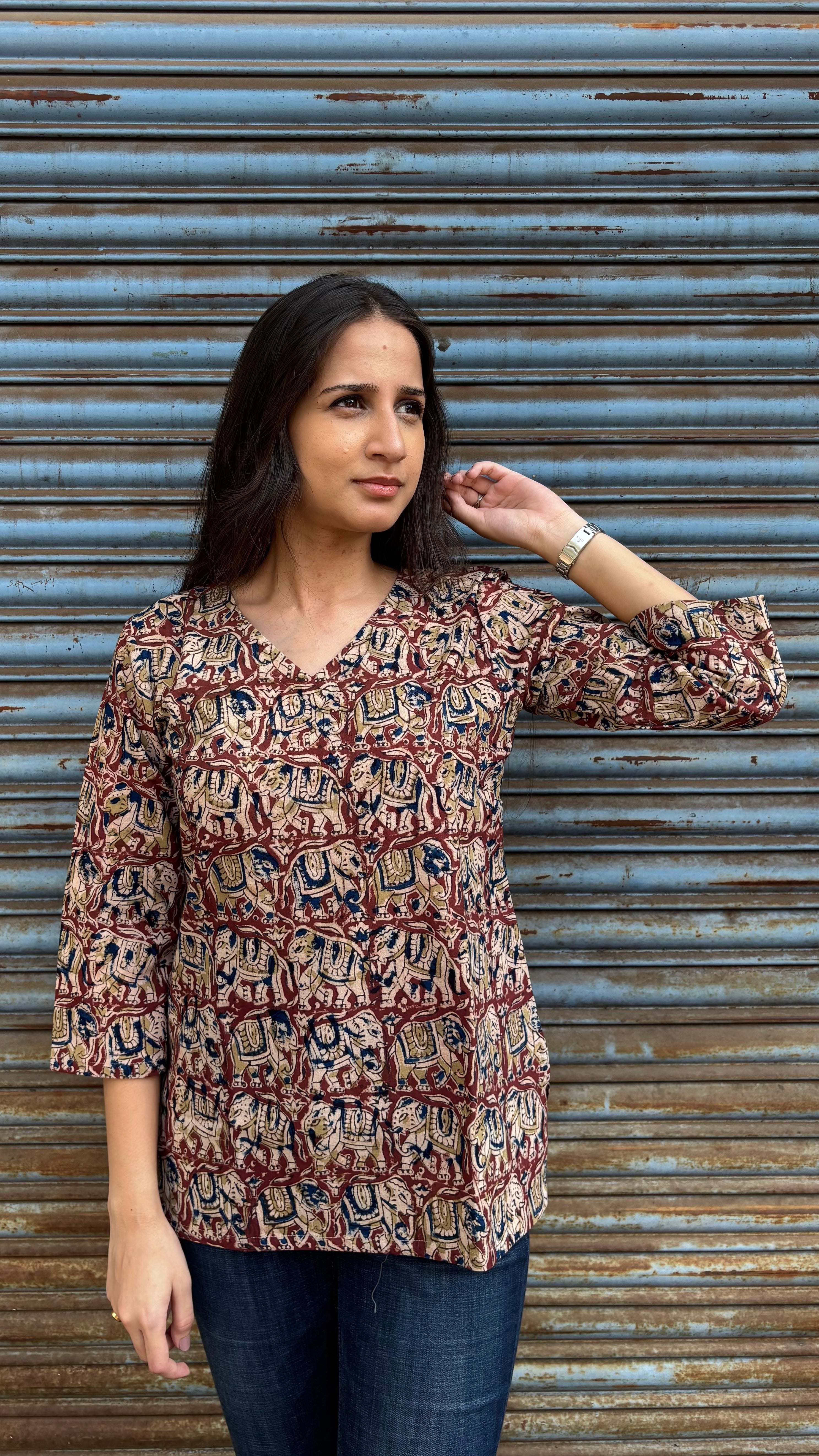 Combo of 2 kalamkari short tops (sling bag)