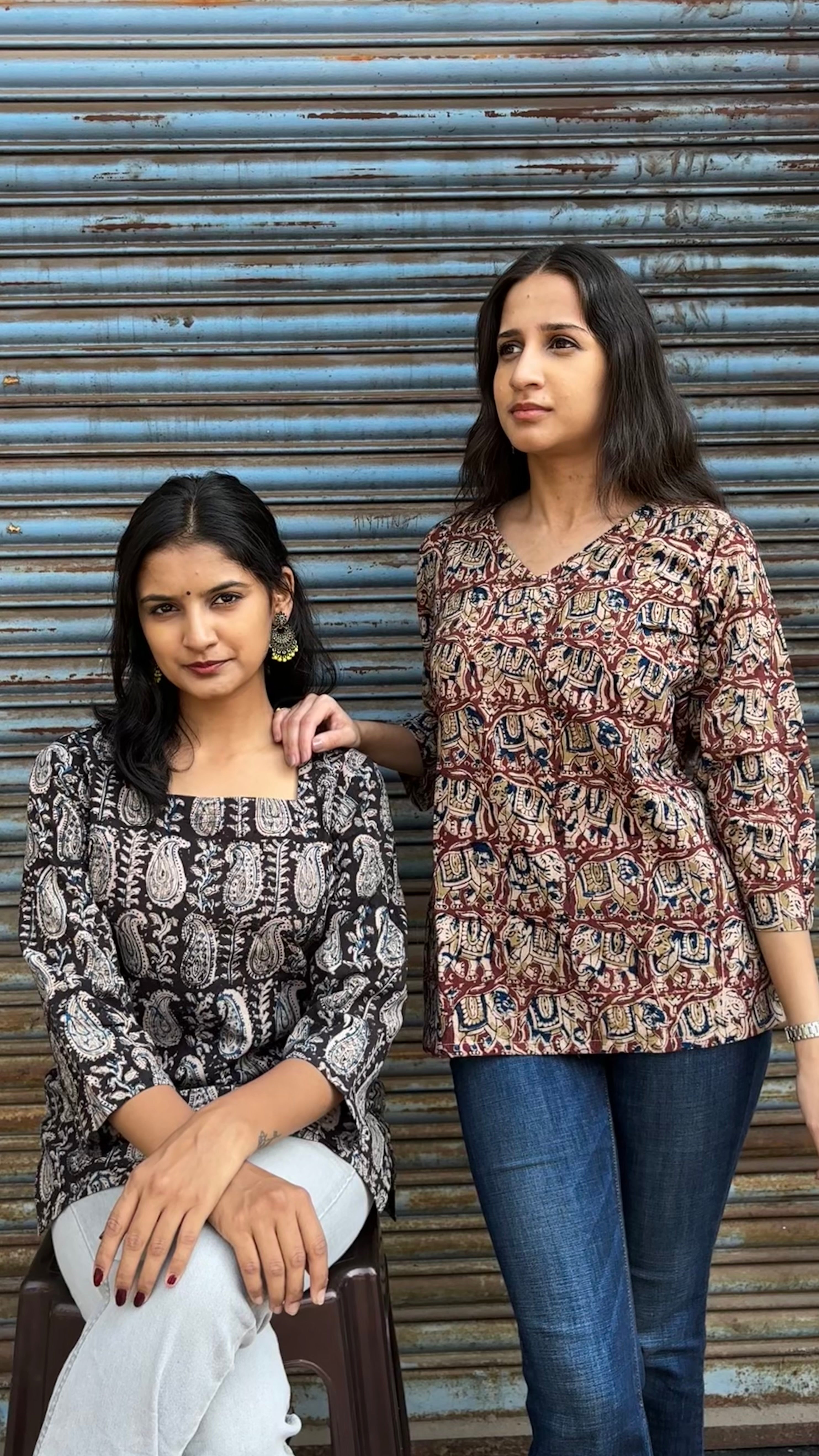 Combo of 2 kalamkari short tops (sling bag)