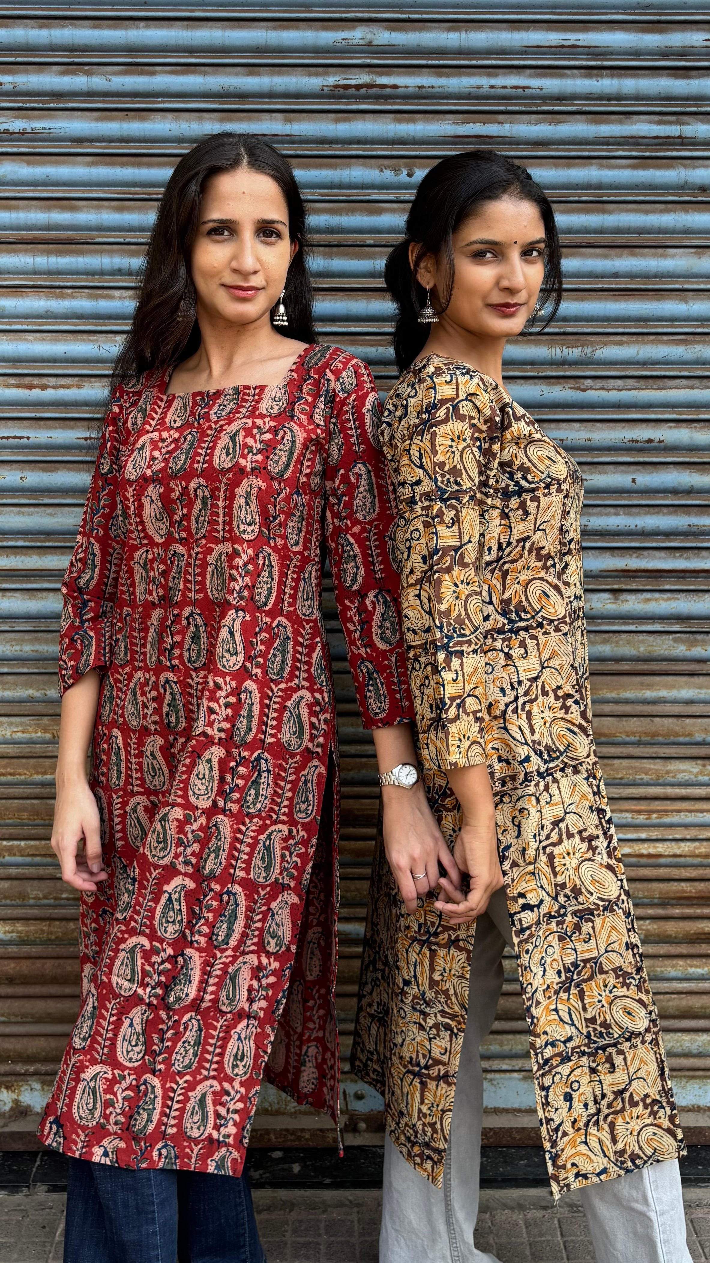 Combo of 2 Long Kurta 3/4 sleeves(With sling bag)