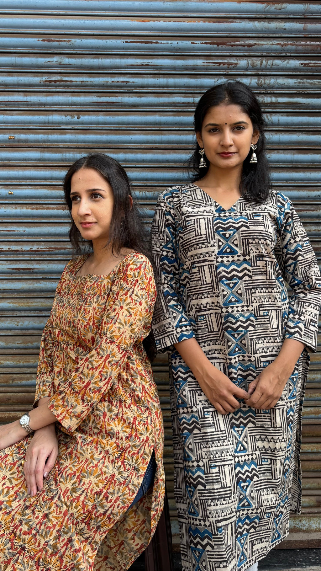 Combo of 2 Long Kurta 3/4 sleeves(With sling bag)