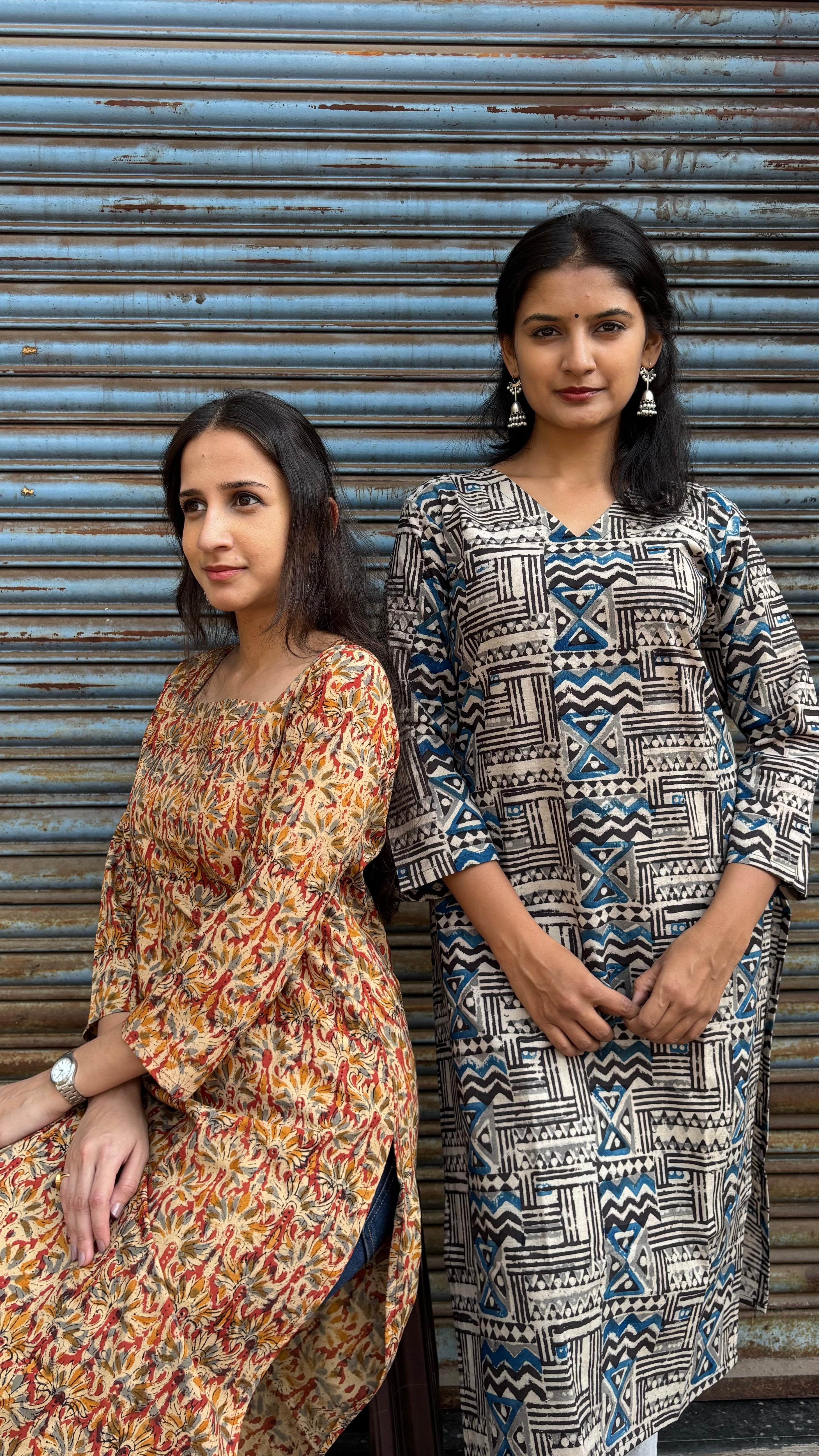 Combo of 2 Long Kurta 3/4 sleeves(With sling bag)