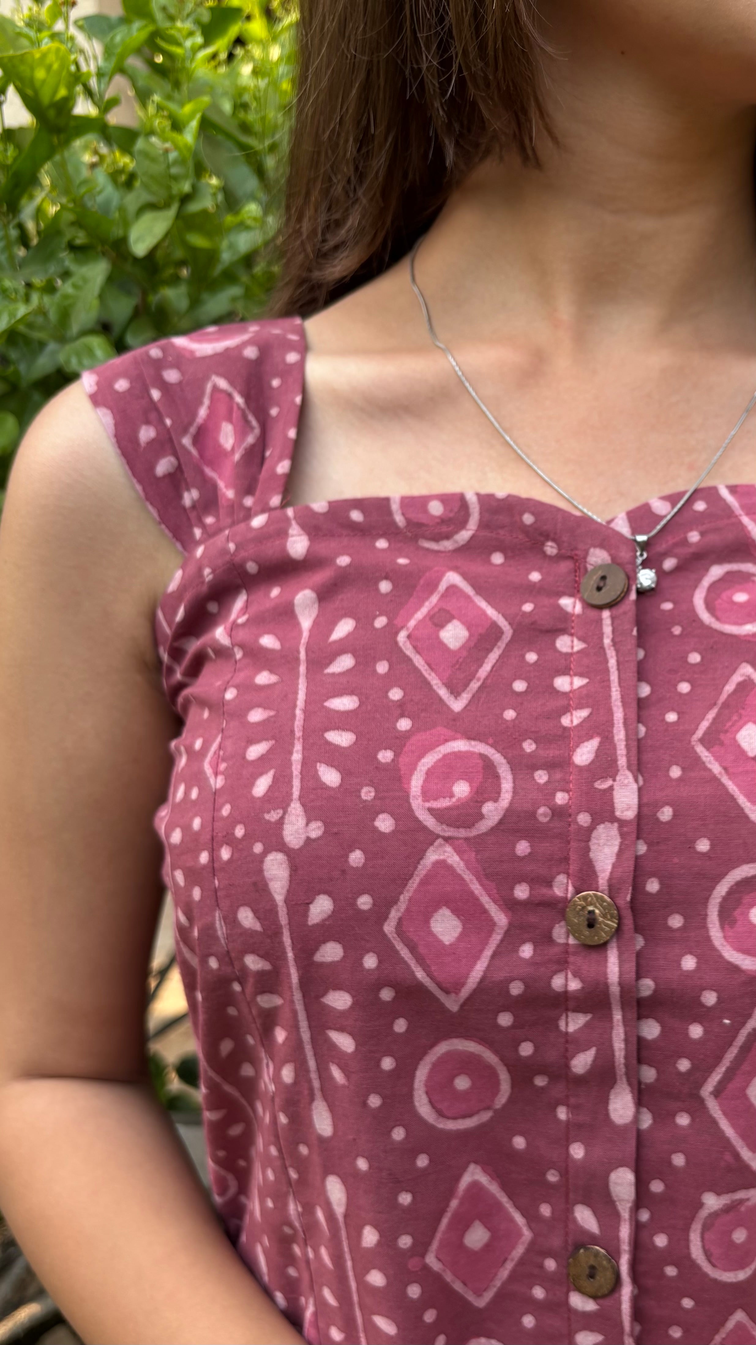 Pink Dabu Print short top