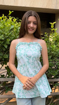Green Cotton cambric  short top