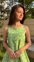Bright green dabu print short top