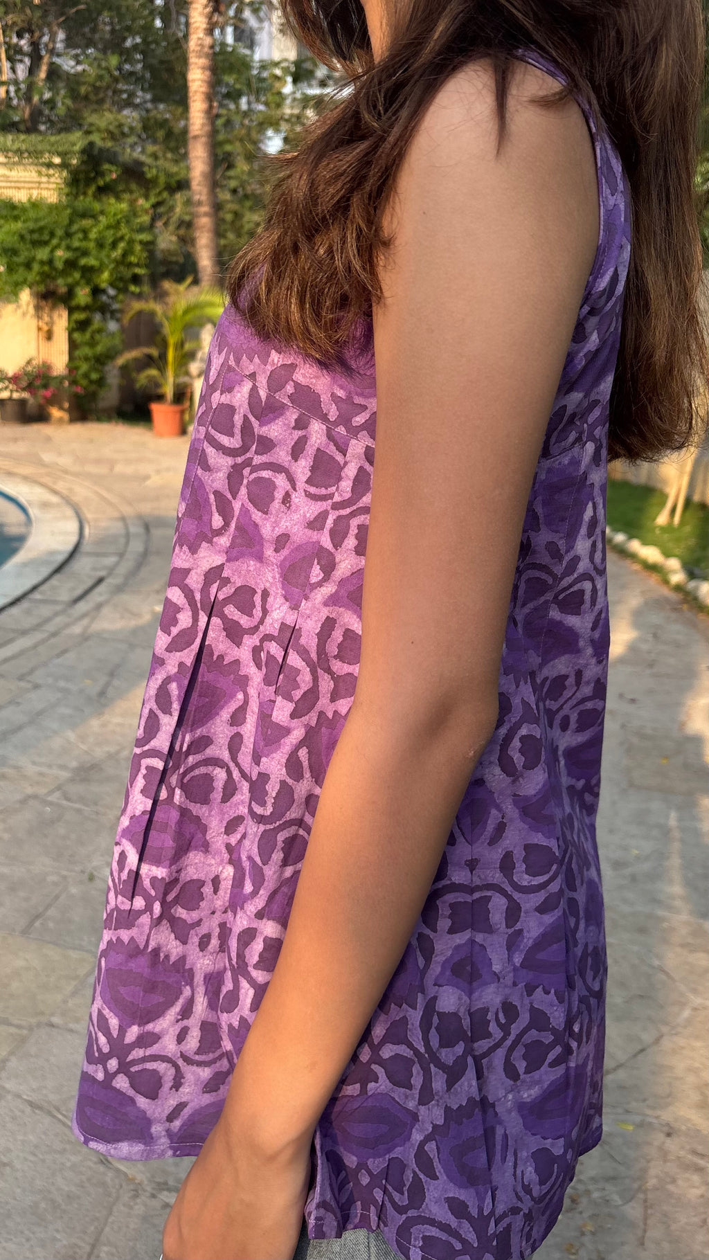 Purple Dabu Print short top
