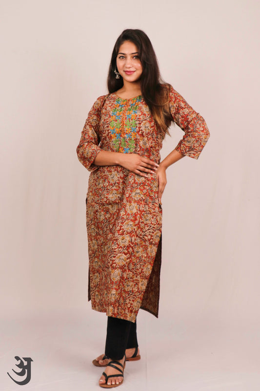 Orange Kalamkari Kurti