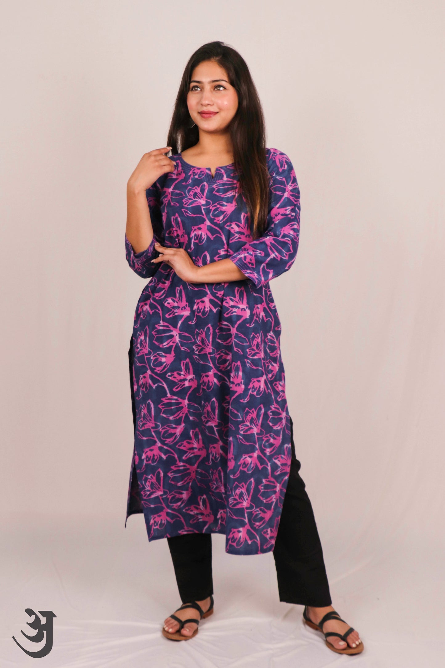 Blue Block Printed Kurti