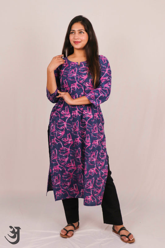 Blue Block Printed Kurti