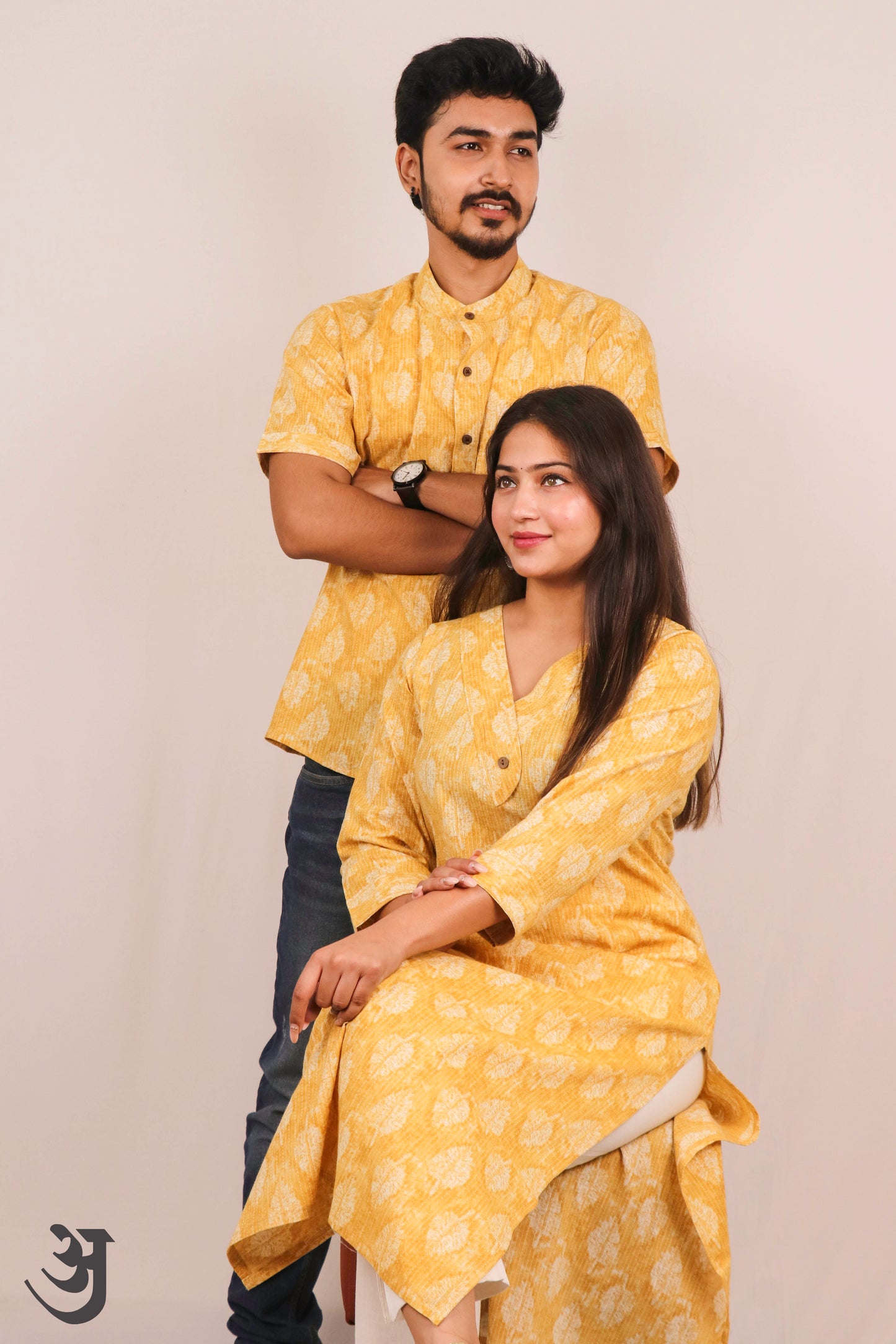 Yellow Katha Work Kurti