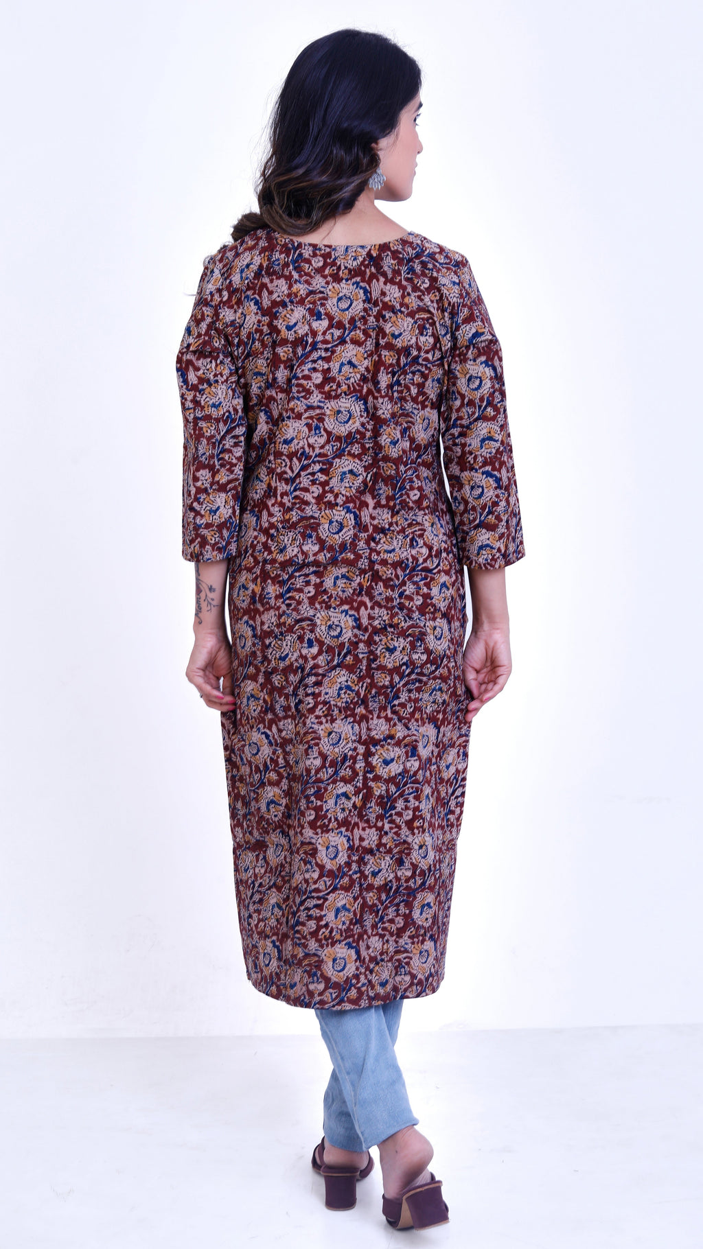 Kalamkari straight kurti (with embroidery)