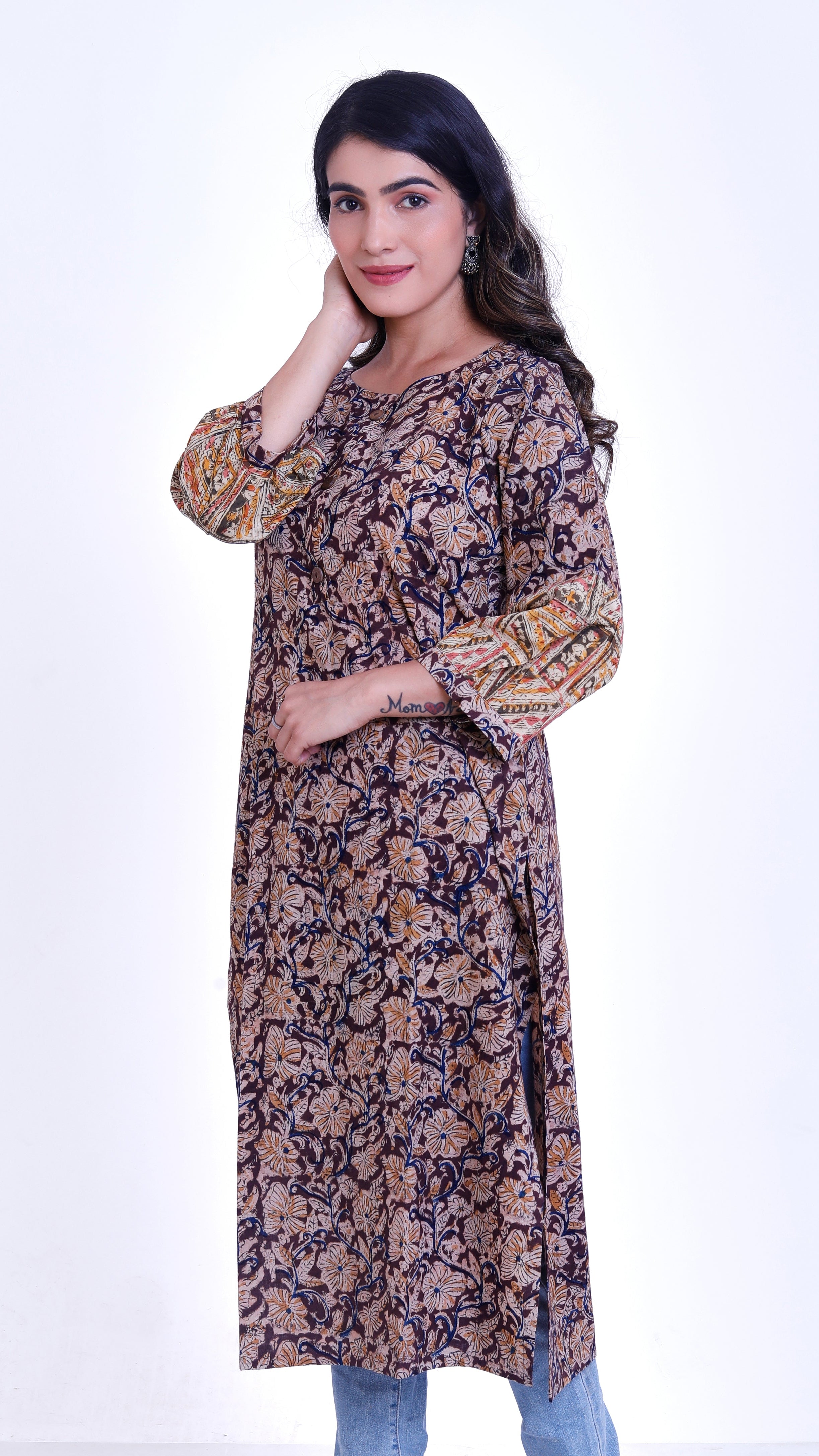 Kalamkari Kurti with 3/4 sleeves